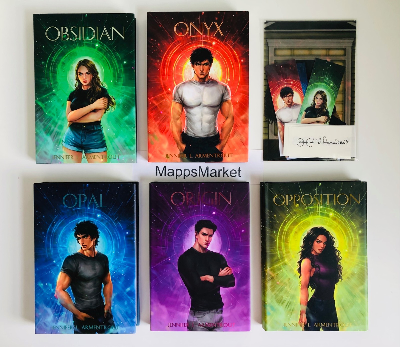 SIGNED Lux Series 1-5 by Jennifer L. Armentrout BOOKS FOR DAYS w/ Overlay, Print
