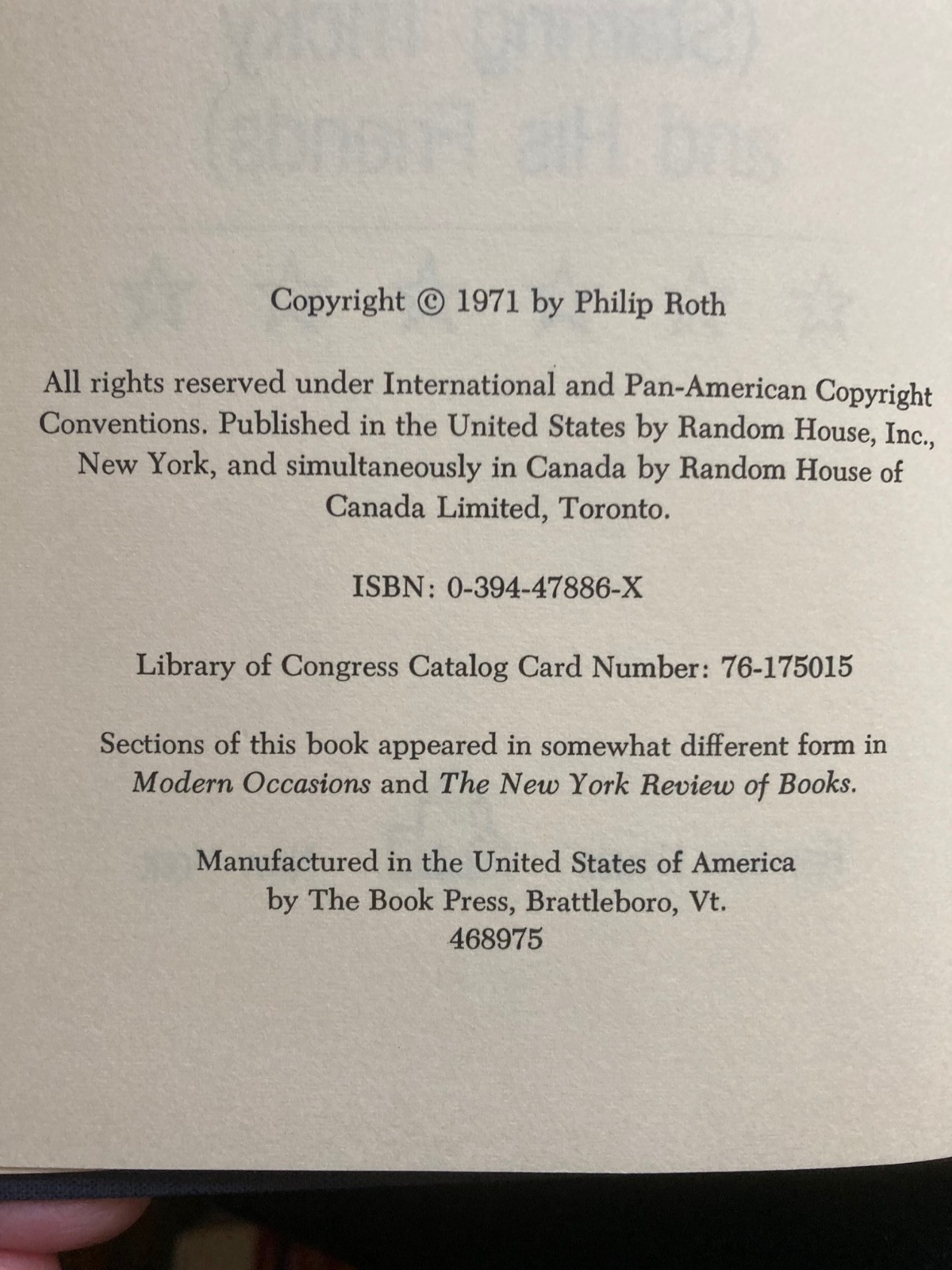 OUR GANG by Philip Roth vintage 1971 Random House FIRST EDITION hardcover HCDJ
