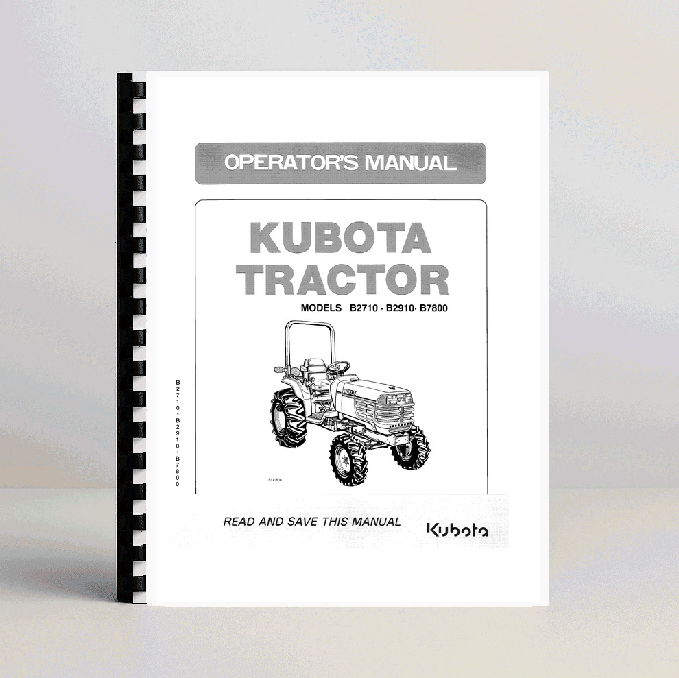 Kubota B2710 B2910 B7800 Manual