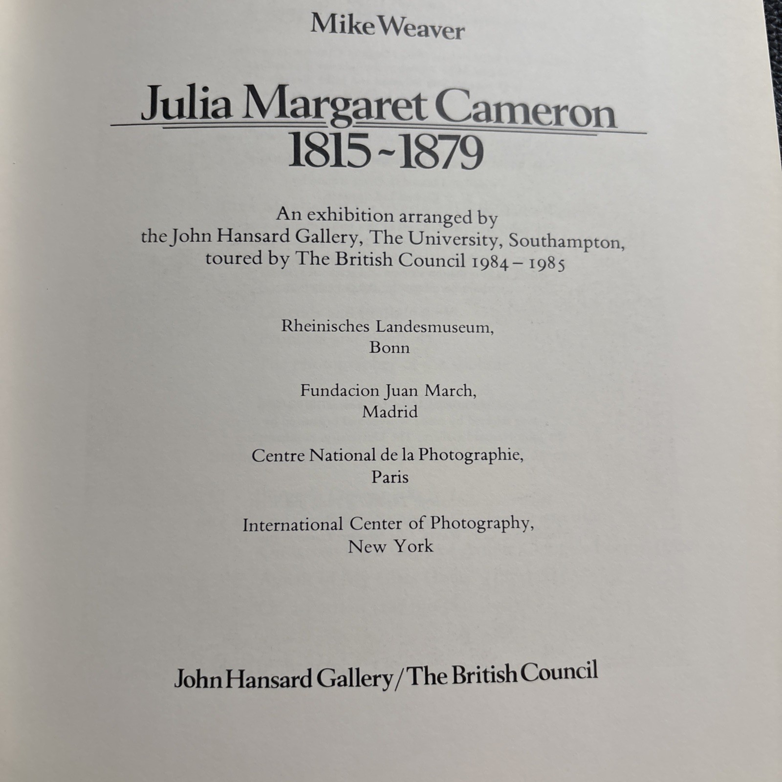 Julia Margaret Cameron 1815-1879 – Hardcover By Weaver, Mike – GOOD