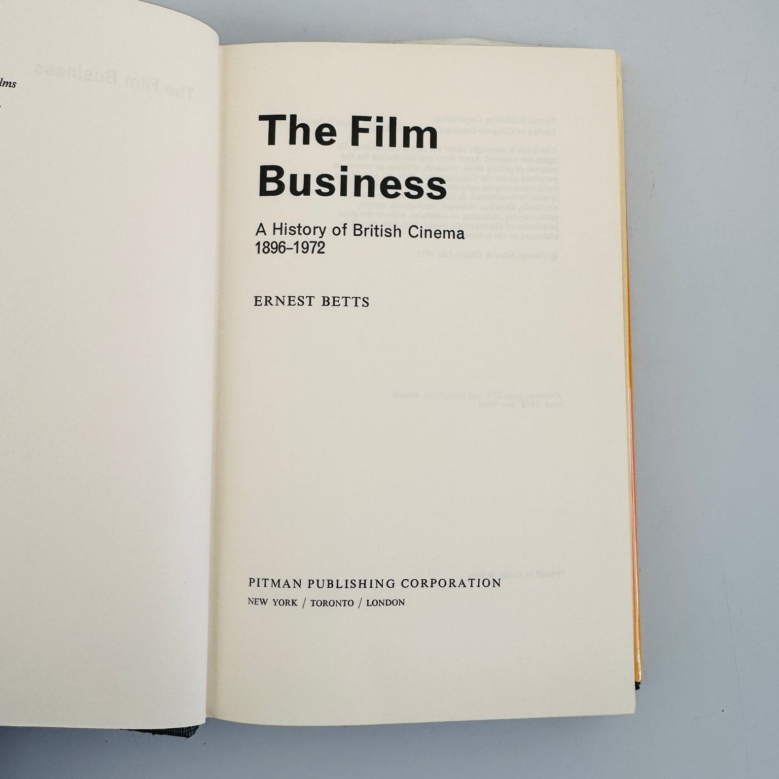 The Film Business Ernest Betts 1973 First Edition British Cinema History Pitman