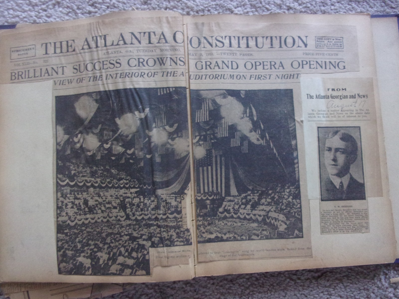 Fabulous 1910s Atlanta Scrapbook, Taft Visit, Car Shows, Opera House ATL rarity