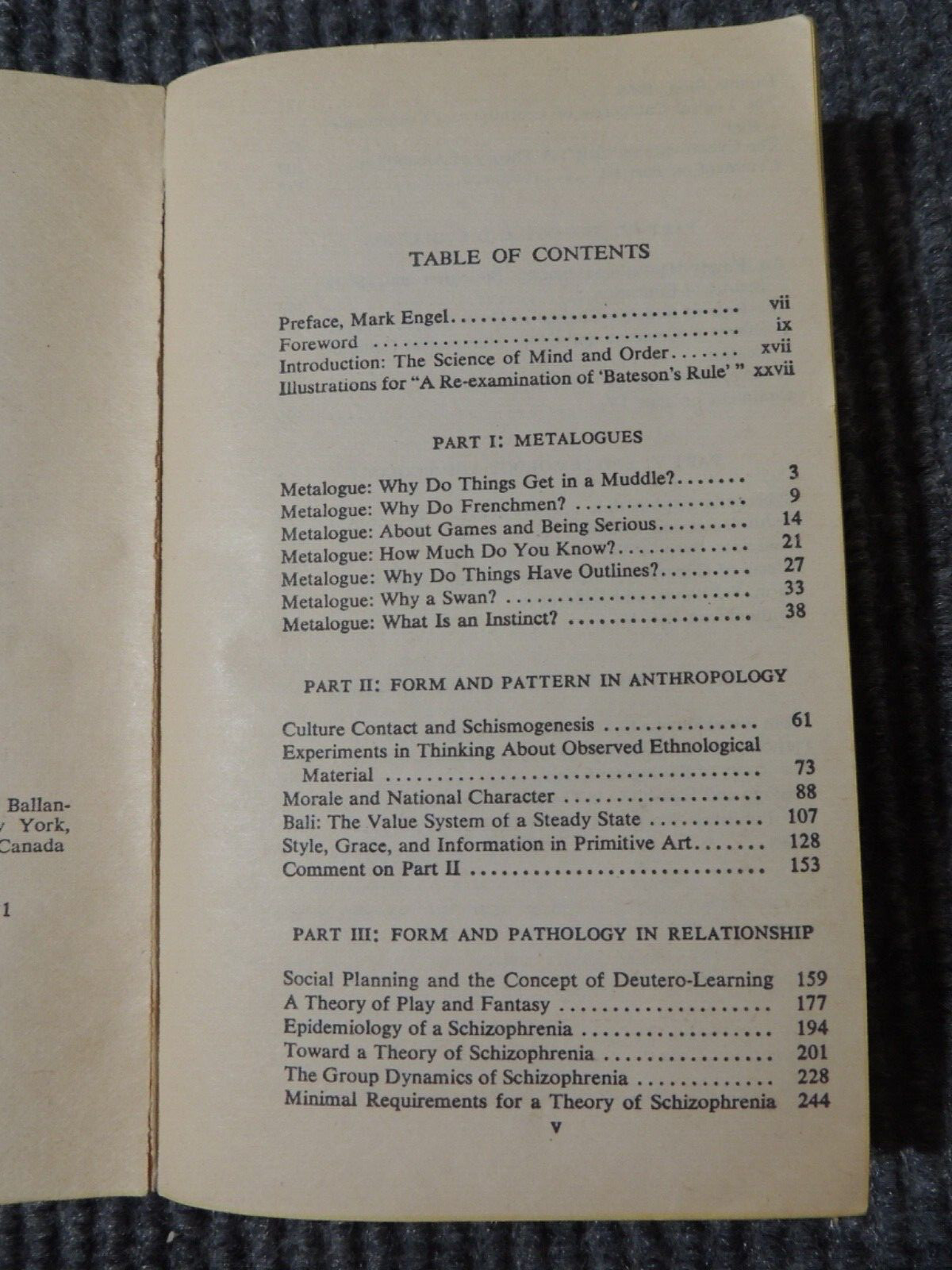 Steps to an Ecology of Mind Gregory Bateson 10th Printing Ballantine Books 1983