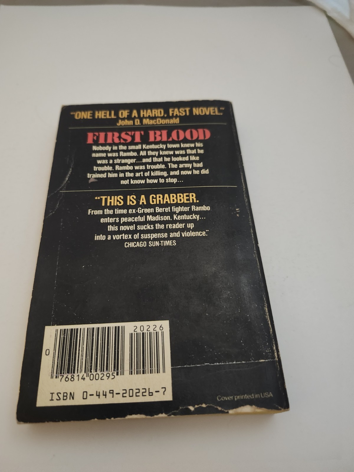 First Blood, David Morrell, 1982 Movie Tie-In Sylvester Stallone Cover RARE