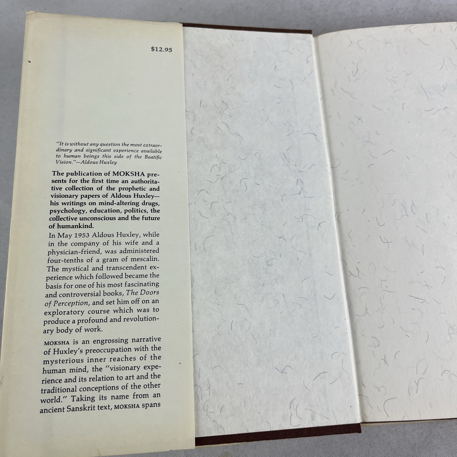 MOKSHA – WRITINGS ON PSYCHEDELICS… Aldous Huxley – HC w/DJ – 1st Ed – 1977