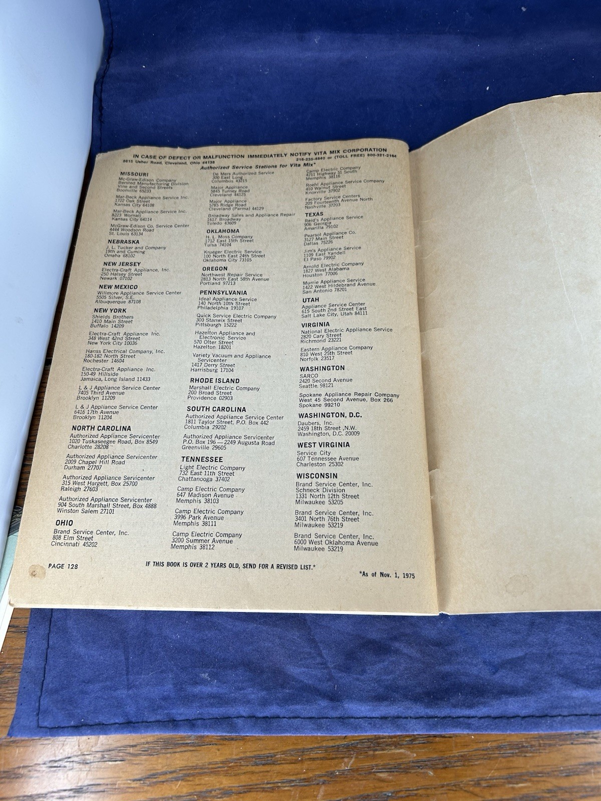 Vita Mix Corp Blade Reversal Recipes 1975 Cookbook Original
