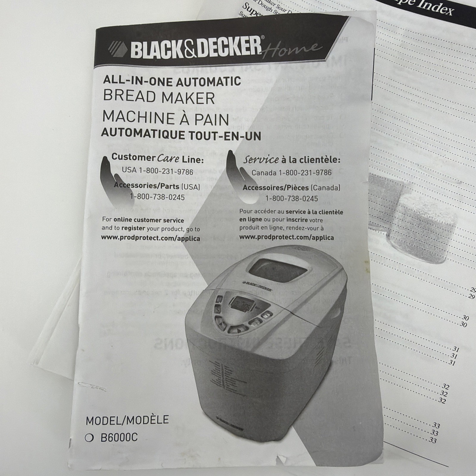 BLACK & DECKER ALL IN ONE 3lb BREADMAKER # B6000C OPERATING MANUAL +RECIPES