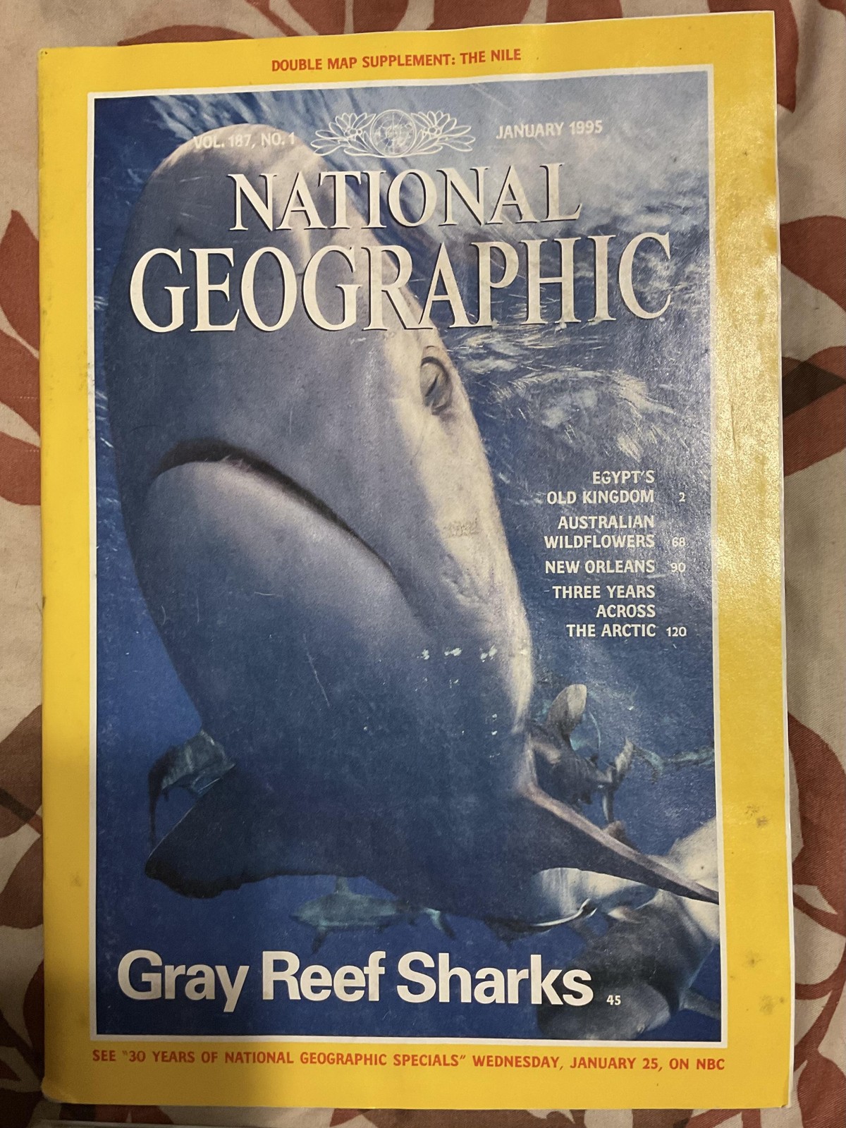 Vintage National Geographic Magazine Lot 4 Mags 1995 Jan Apr Gray Sharks Saigon