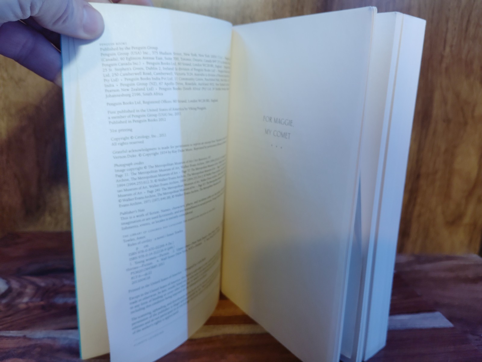 Rules of Civility Amor Towles Penguin Books Paperback Novel NYT Bestseller