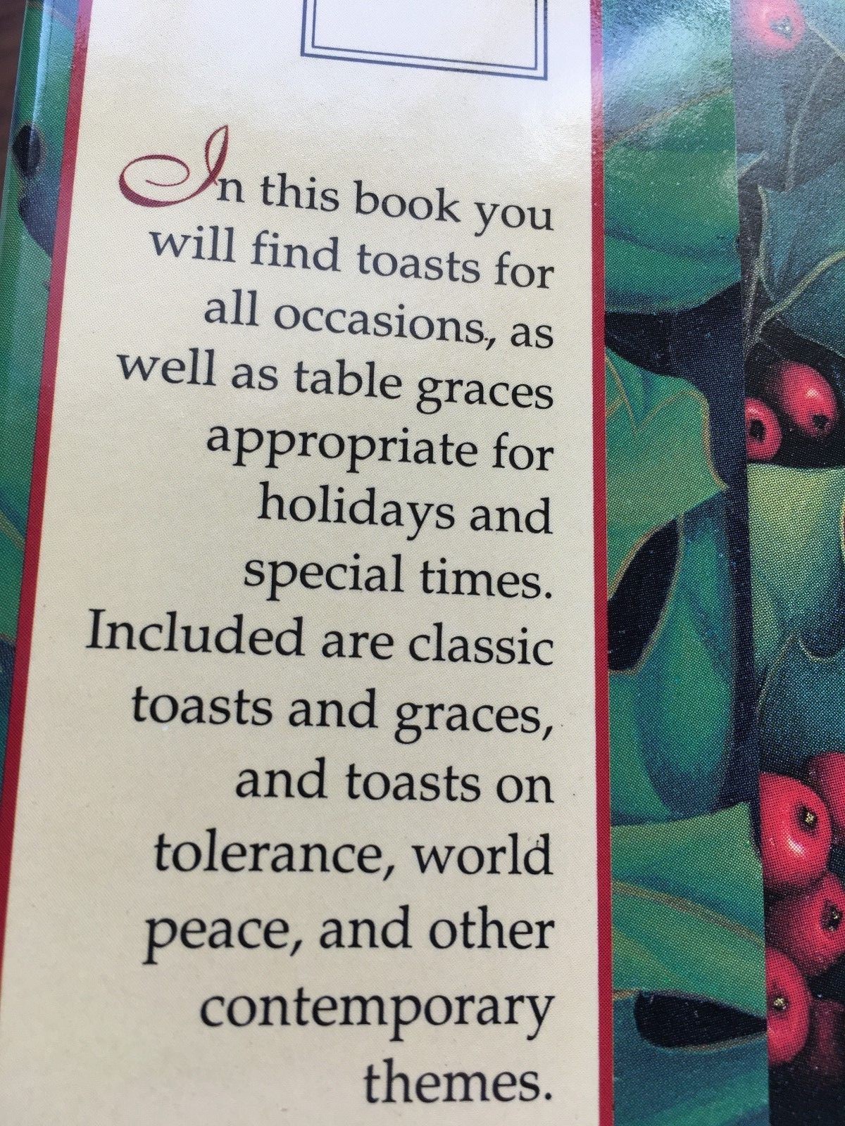 Holiday Toasts and Graces Hardcover 56 Pages.