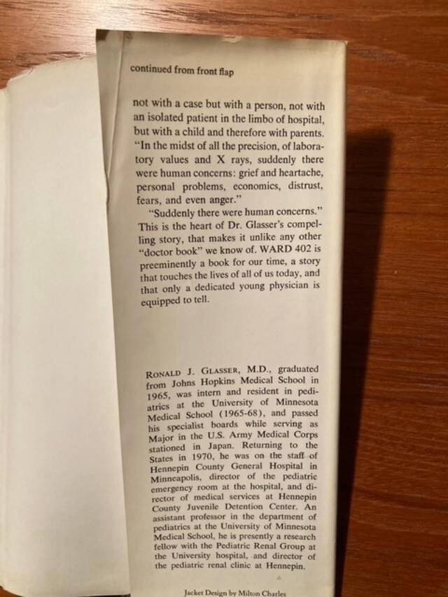 Ward 402 by Ronald J. Glasser (First Printing, 1973, Hardcover)