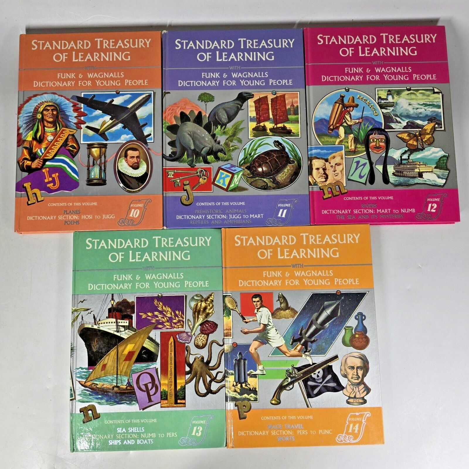 Funk And Wagnalls Standard Treasury of Learning Dictionary Travel More 5 Books
