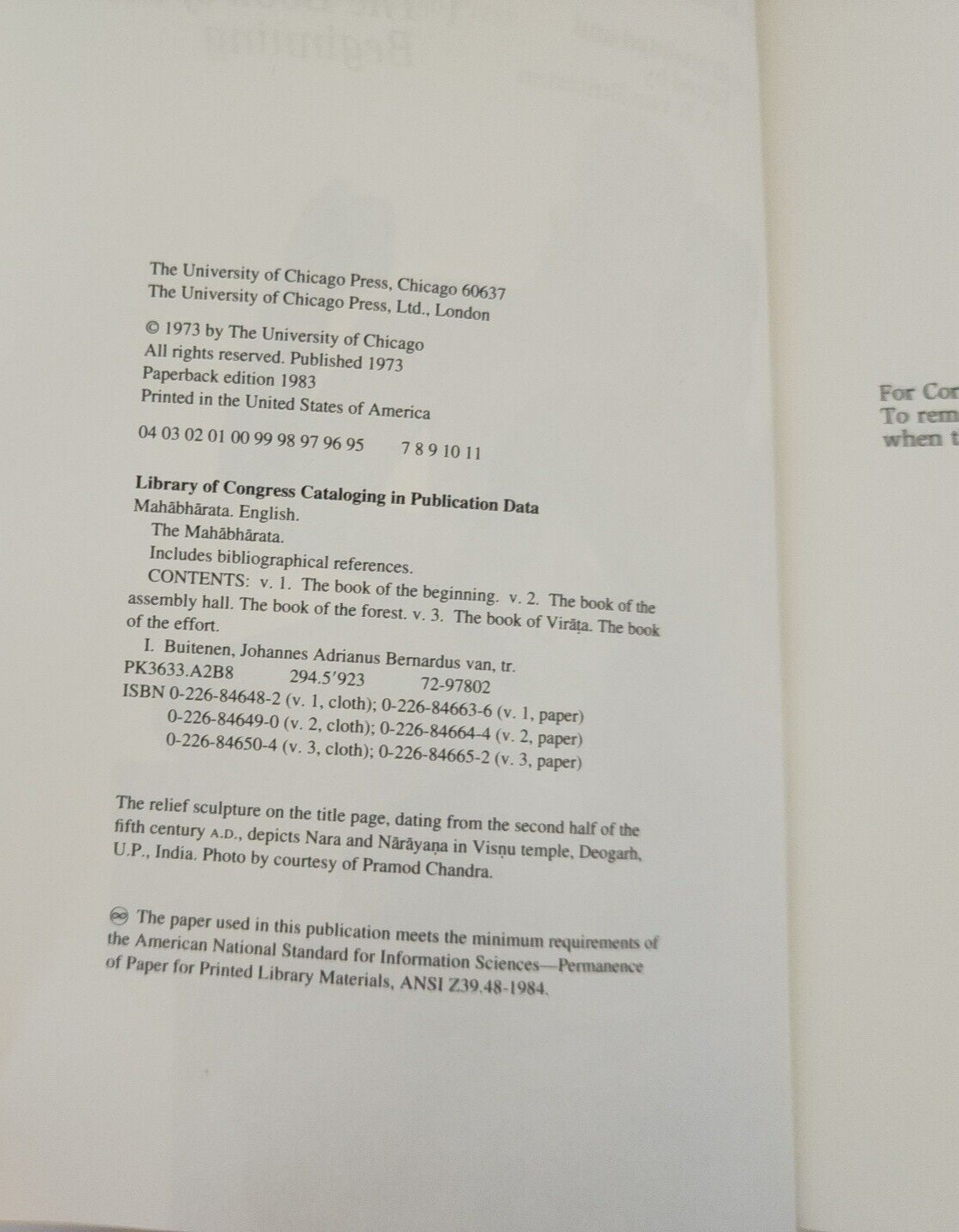 The Mahabharata I. The Book of the Beginning