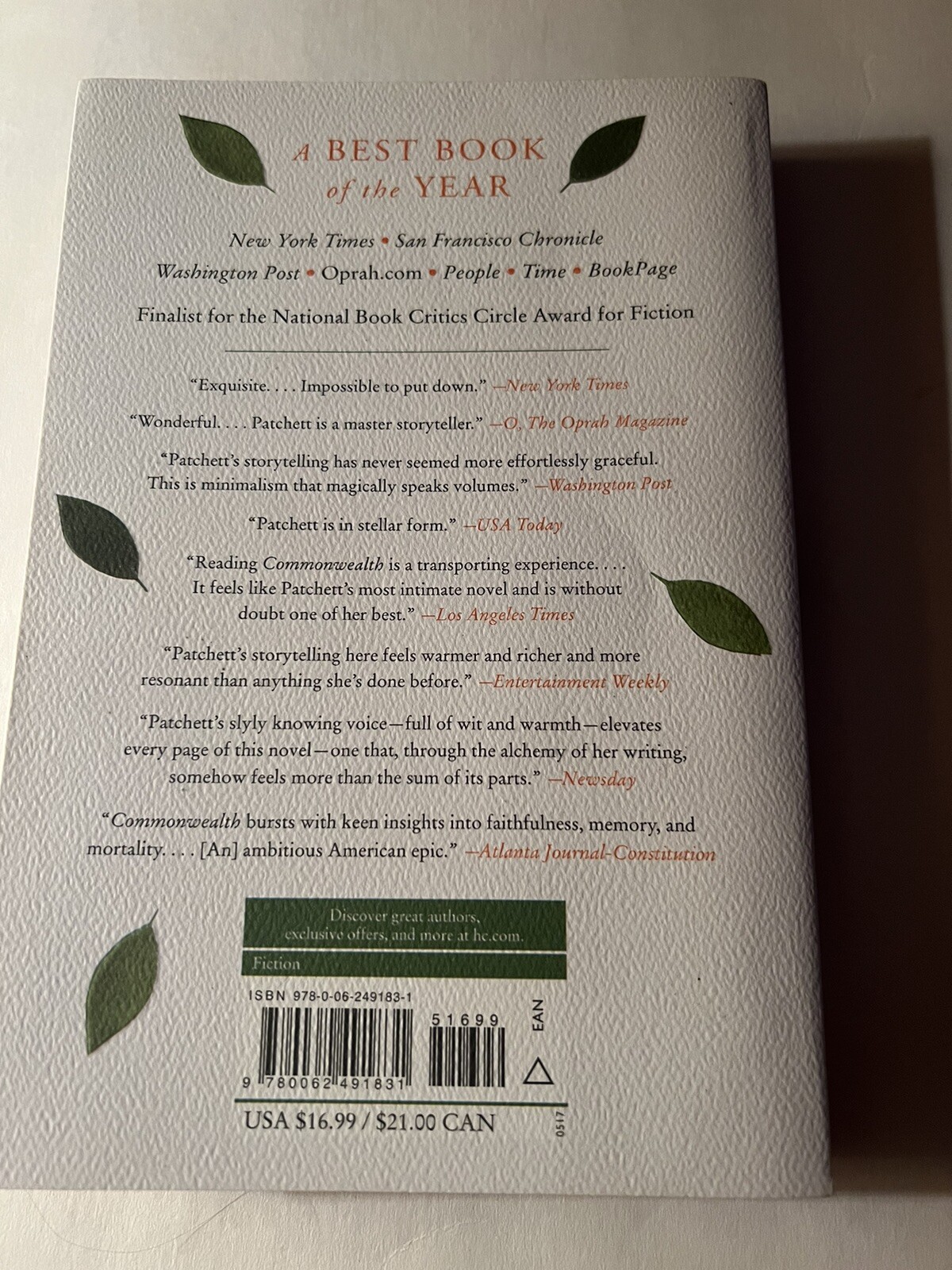 Commonwealth : A Novel by Ann Patchett (2017, Trade Paperback)