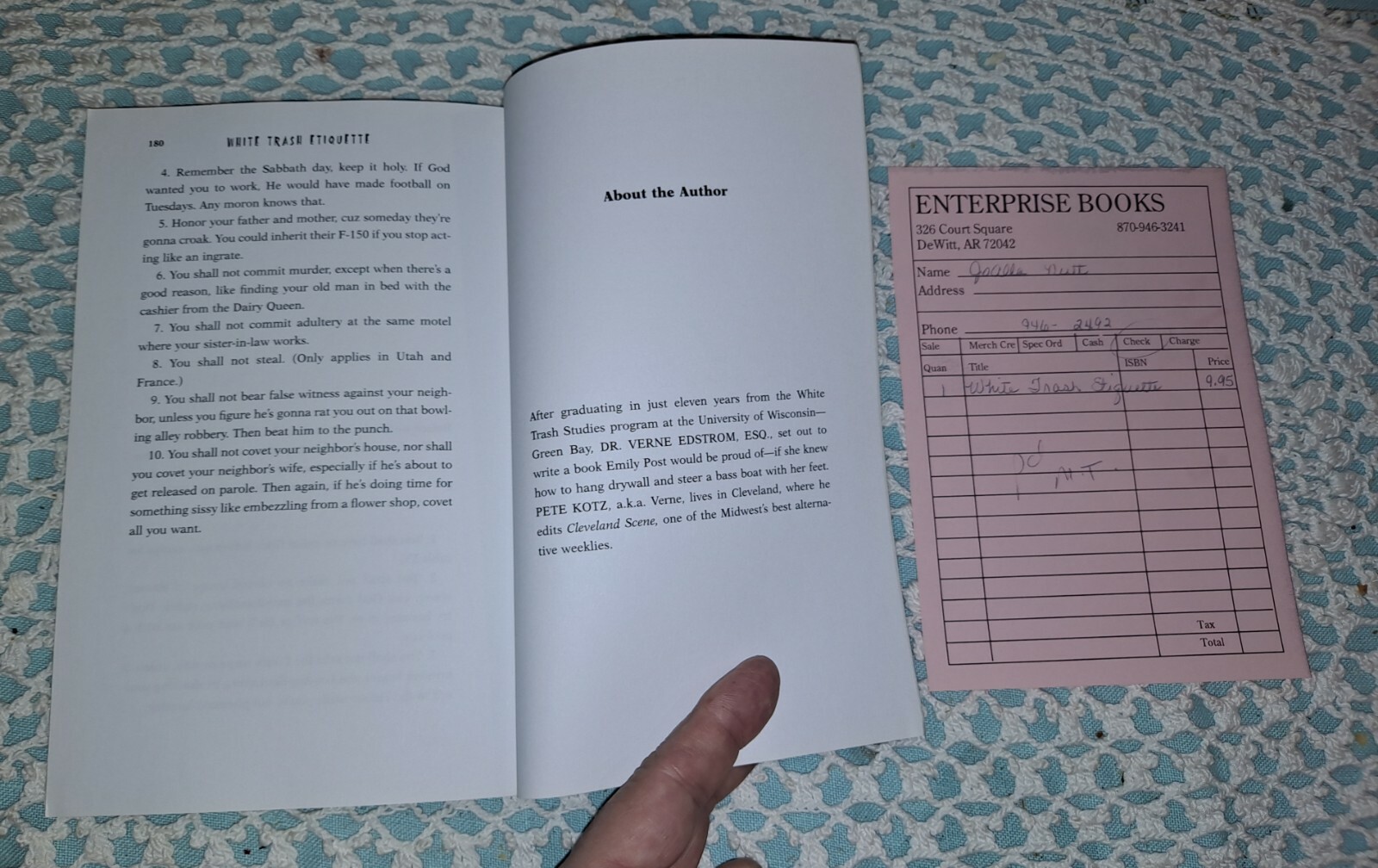 White Trash Etiquette by Dr. Verne Edstrom, 1st Edition, PB, 175 pages