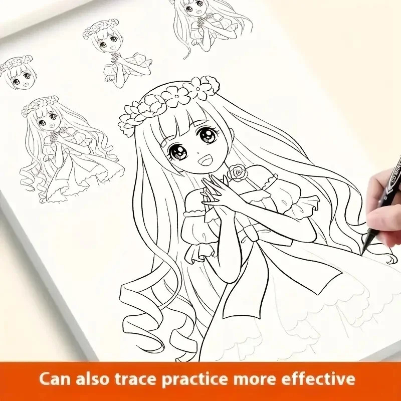 Anime Character Line Art Drawing Book for Beginners – 48 Pages of Simple Hand-Dr