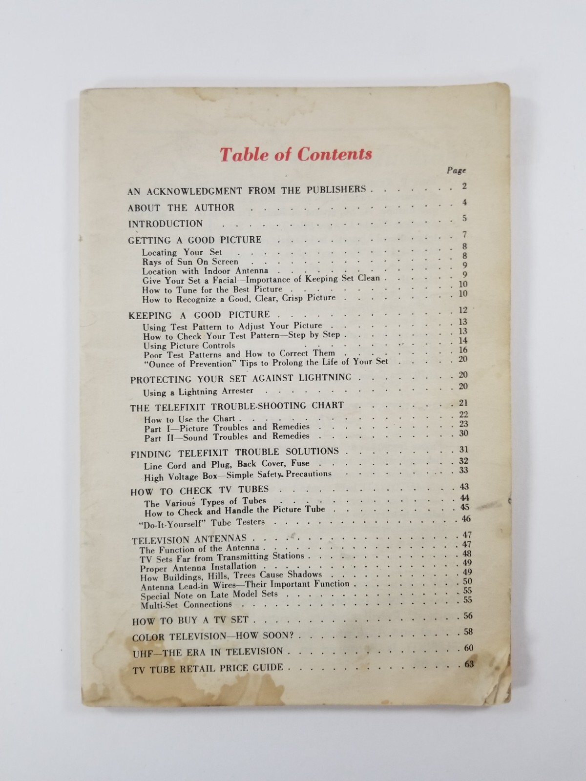 1950’S GENERAL TELEVISION MANUAL (MISSING COVER)