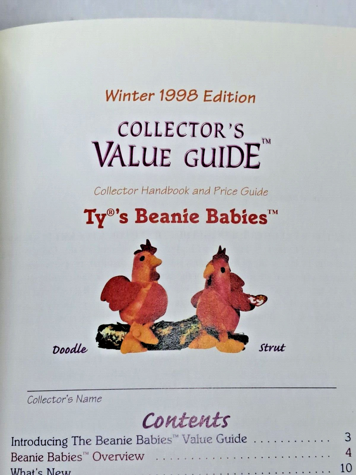 WINTER 1998 Edition COLLECTORS VALUE GUIDE TY’s BEANIE BABIES pre-owned PB book
