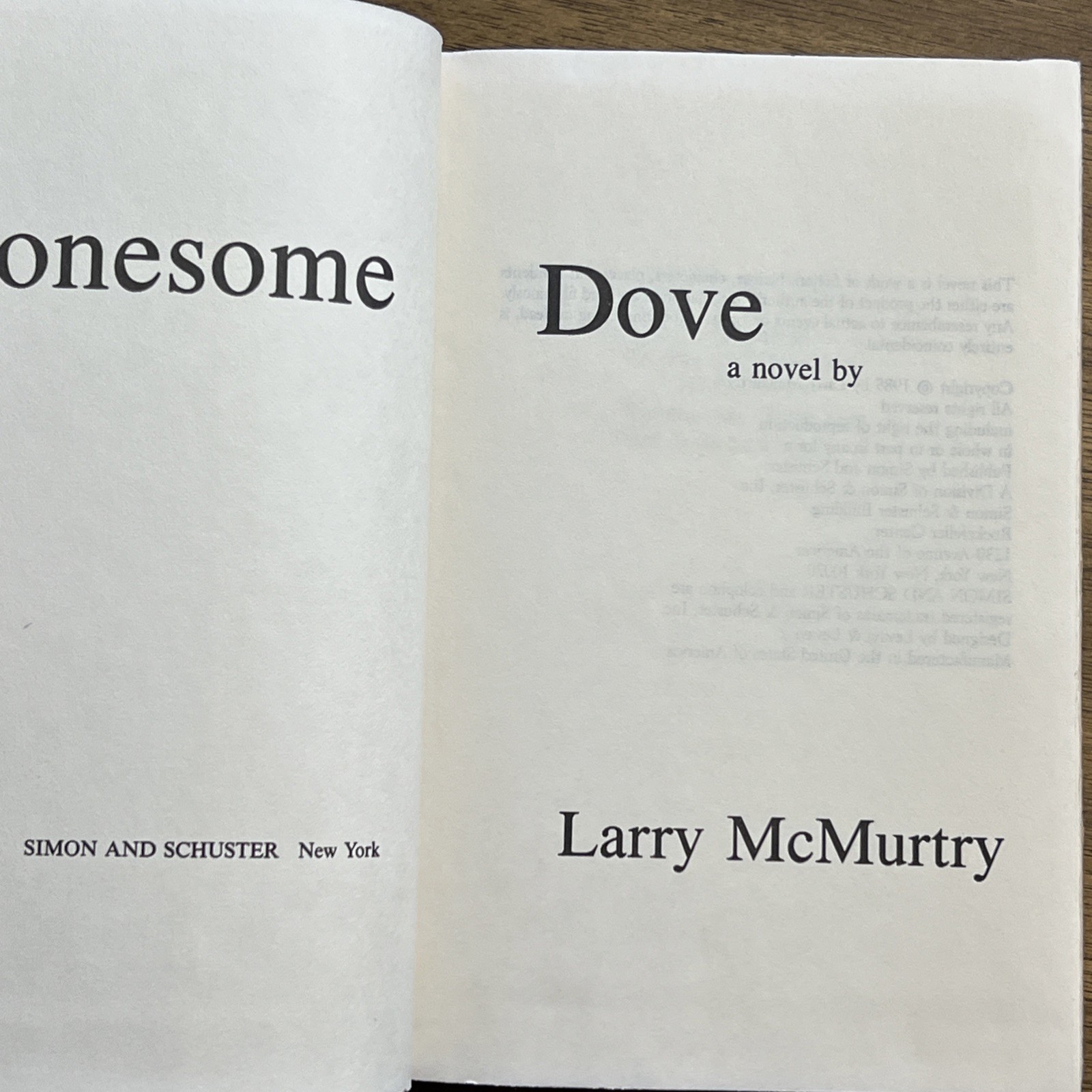 LONESOME DOVE A Novel by Larry McMurtry – 1985 – First Book Club Edition HCDJ