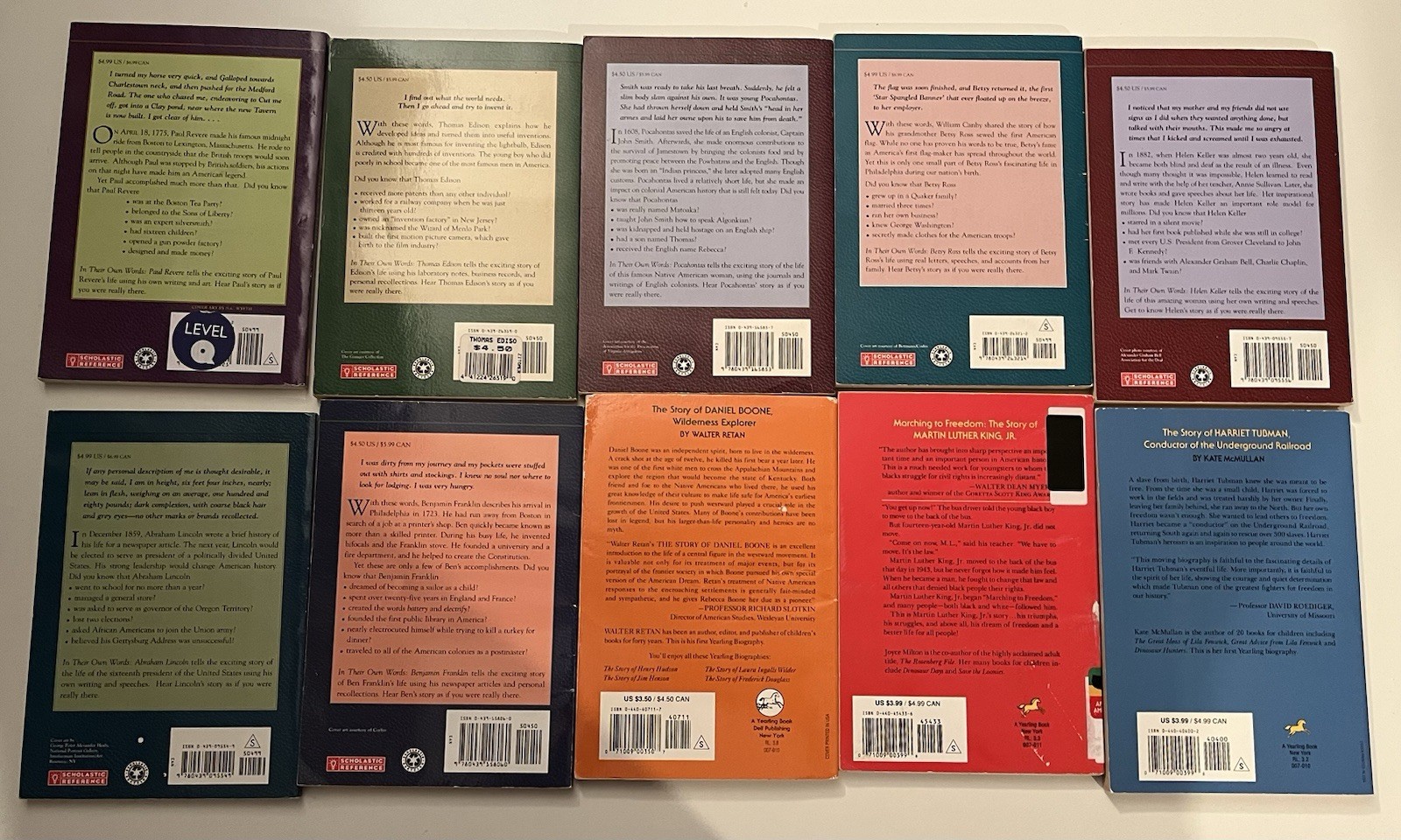 Lot of 10 In Their Own Words and The Story of Scholastic Reference Biographies