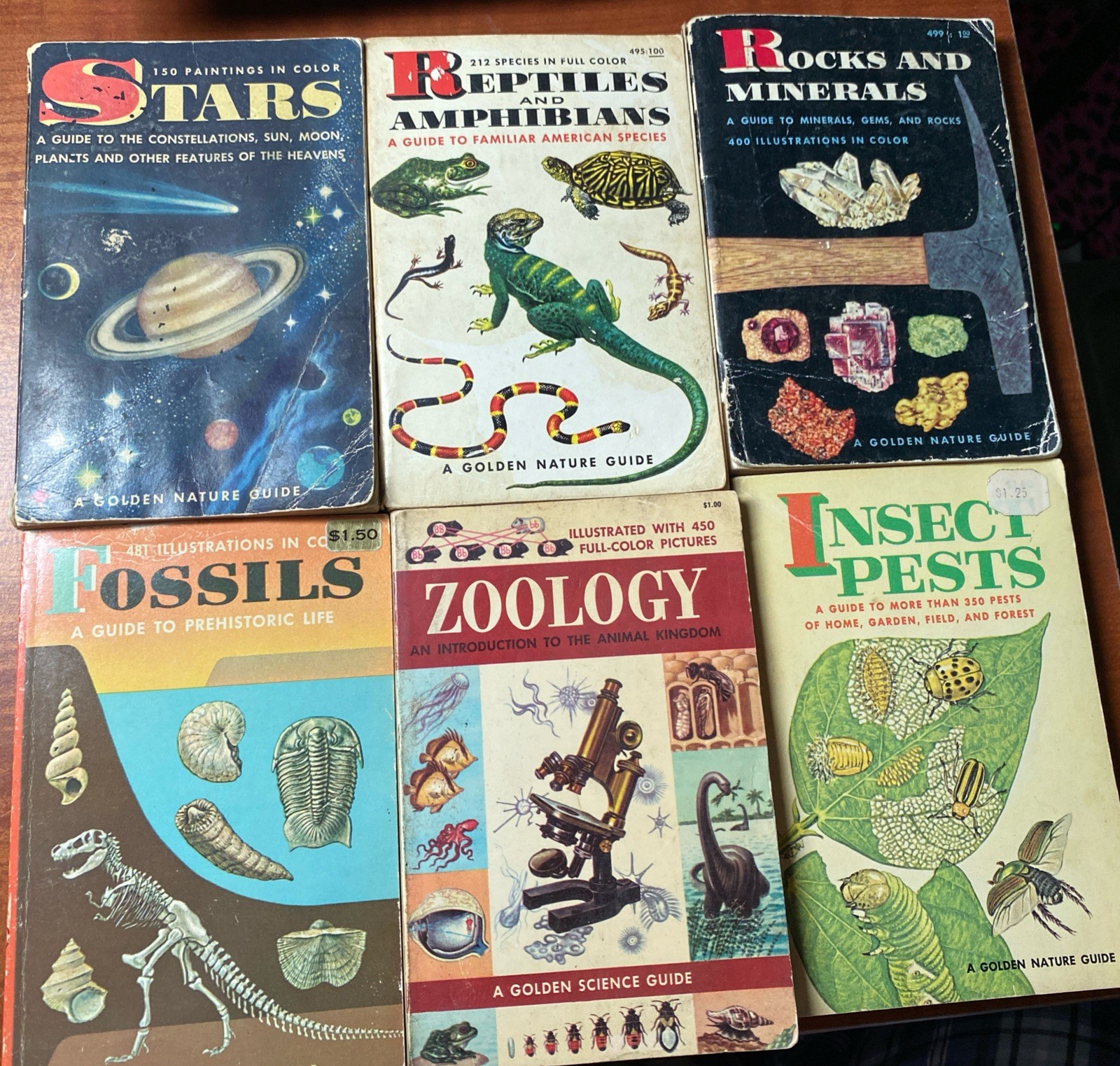 Lot Of 6 Vintage Golden Nature Guides-Small Booklets-Insets pest stars rock ETC