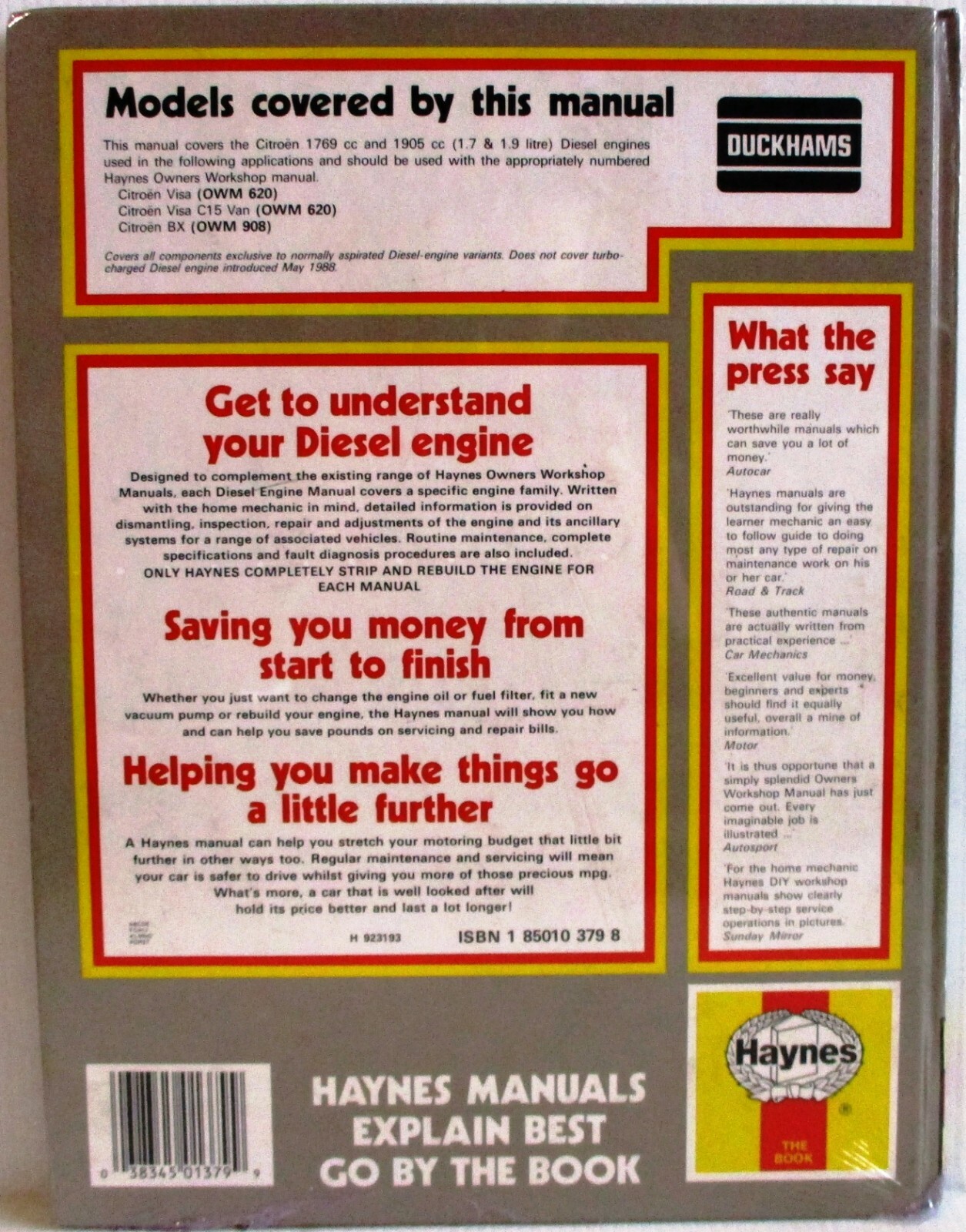 Haynes – Citroen Diesel Engine 1.9 & 1.7 Litre – Owners Workshop Manual – Used