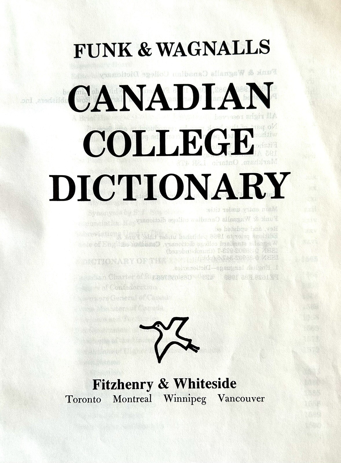 Funk and Wagnalls Canadian College Dictionary-Softcover-Very Good Condition