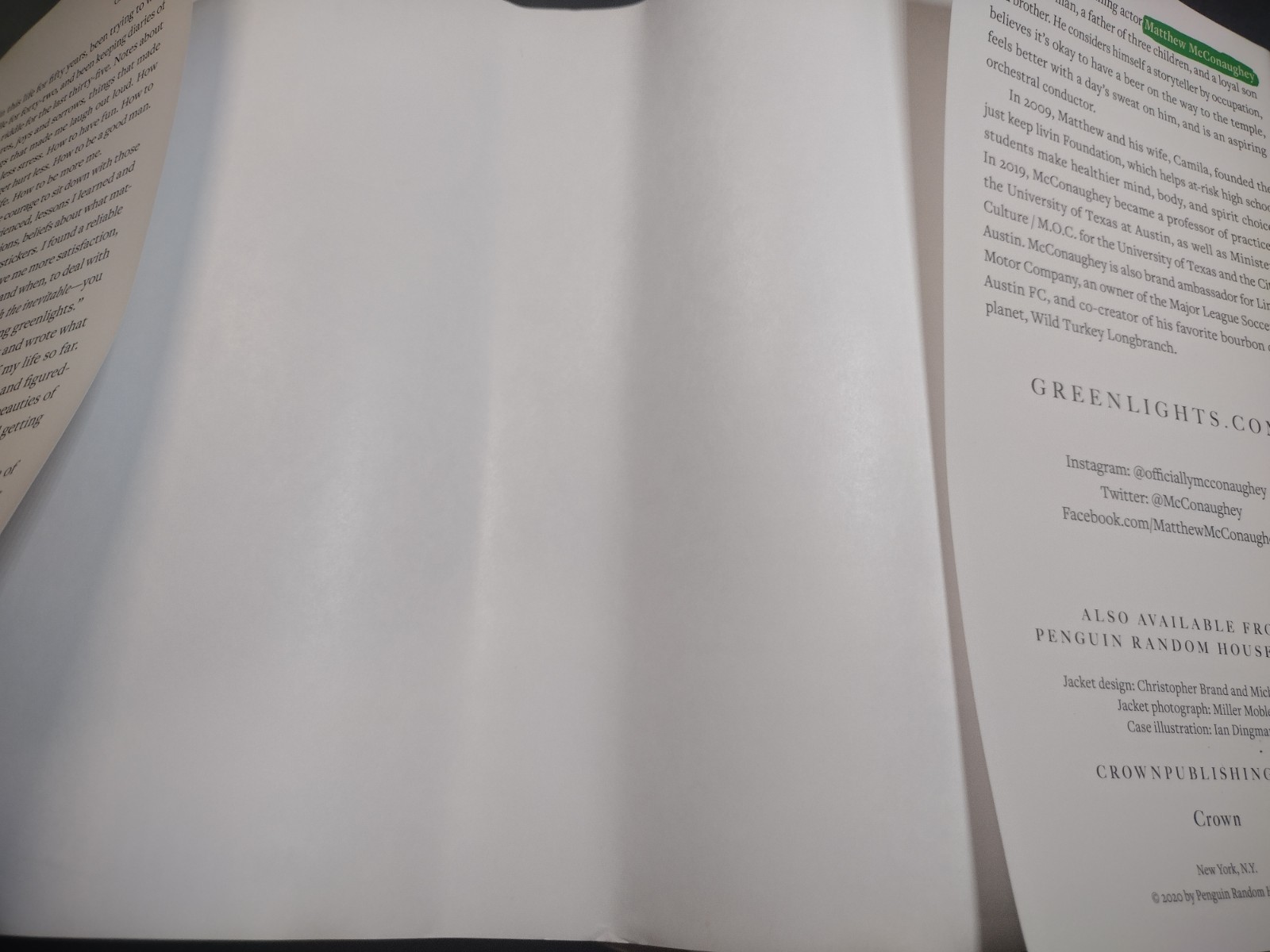 Signed Greenlights Matthew McConaughey Autographed 1st Edition Hardcover Book
