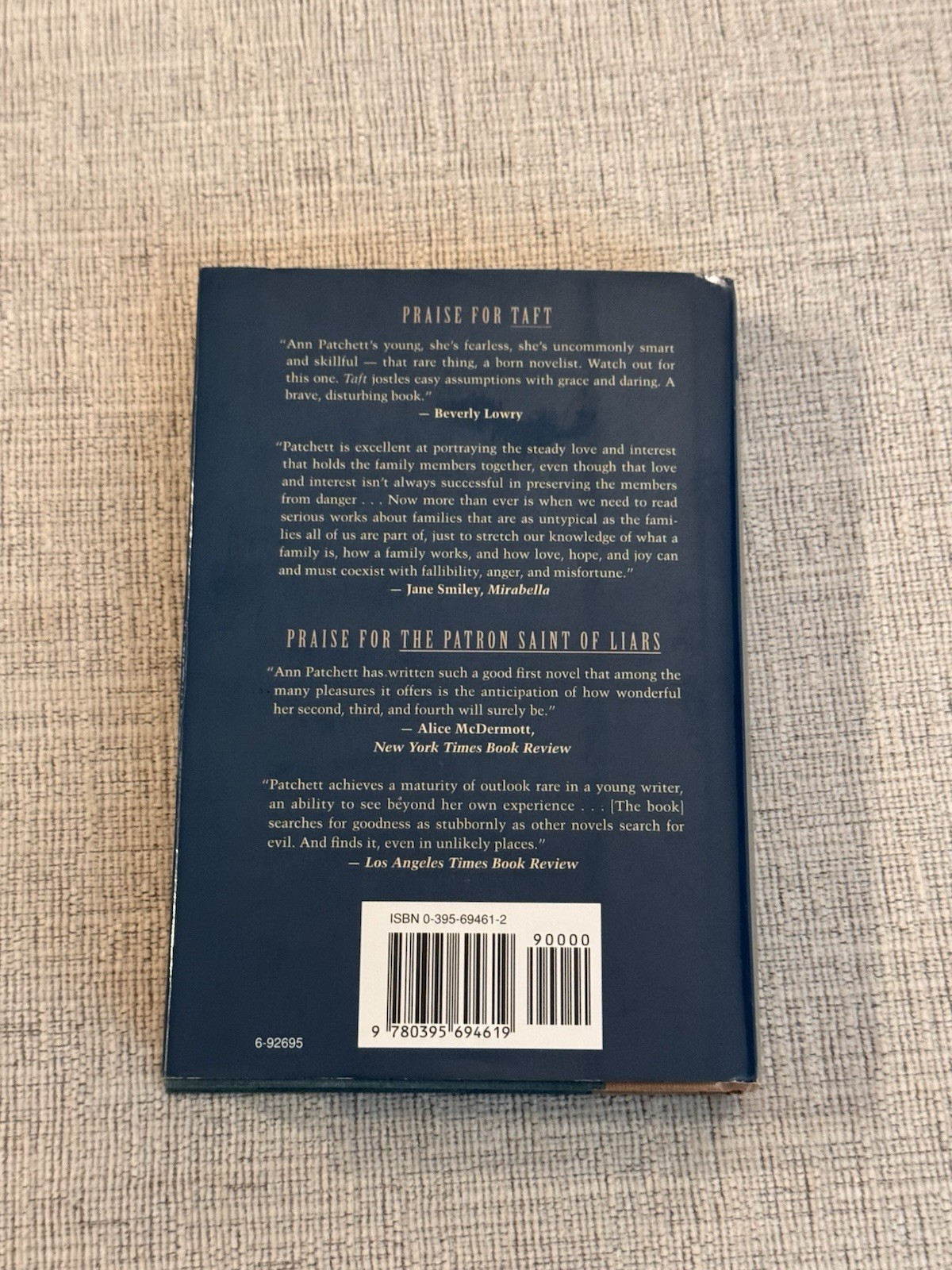 Taft Ann Patchett 1994 Hardcover First Edition 1st Printing Dust Jacket