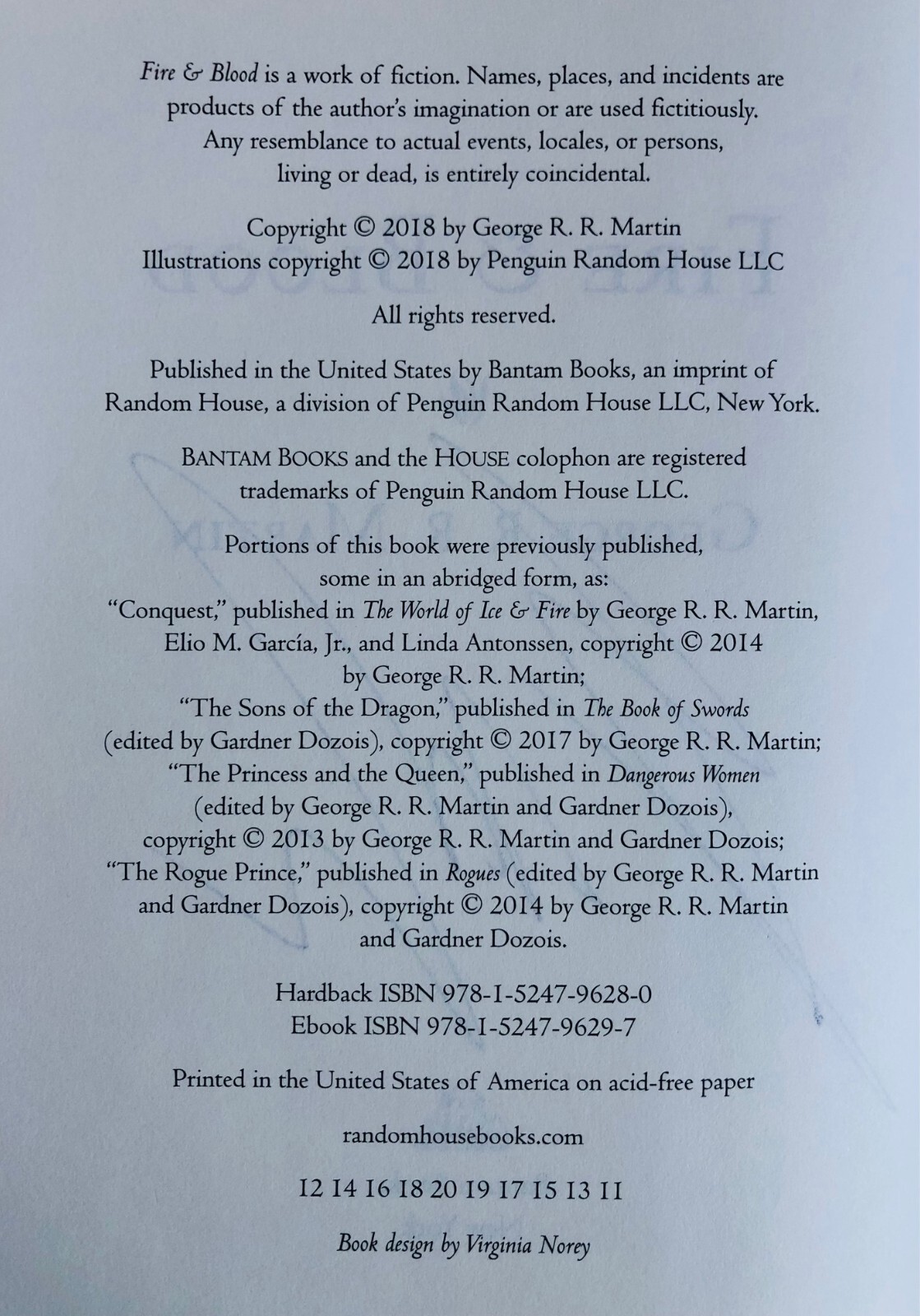 Fire & Blood: 300 Years Before A Game of Thrones SIGNED by George R.R. Martin HC
