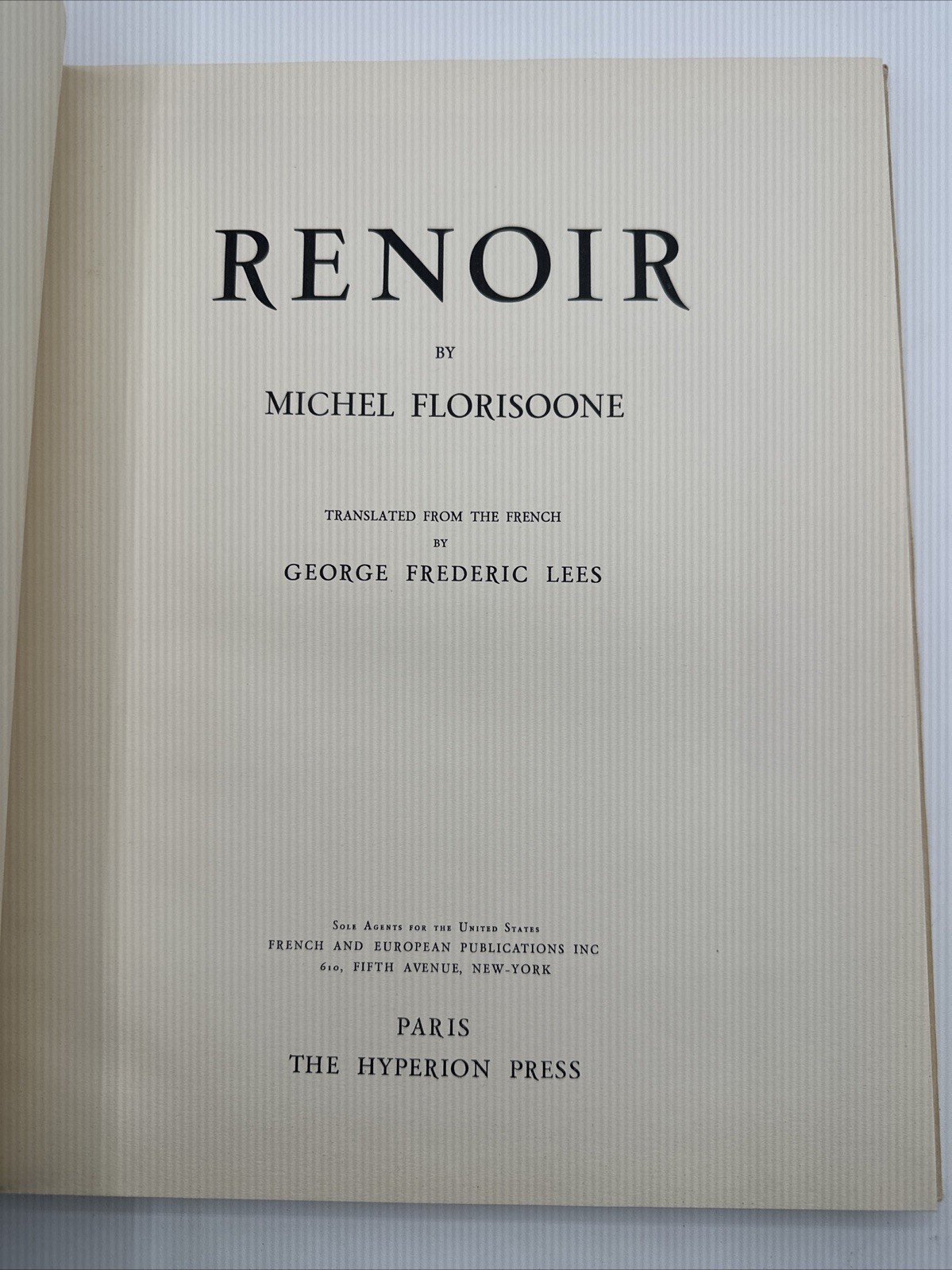 Renoir The Hyperion Press Paris Hardcover Michel Florisoone Dust Jacket Coffee