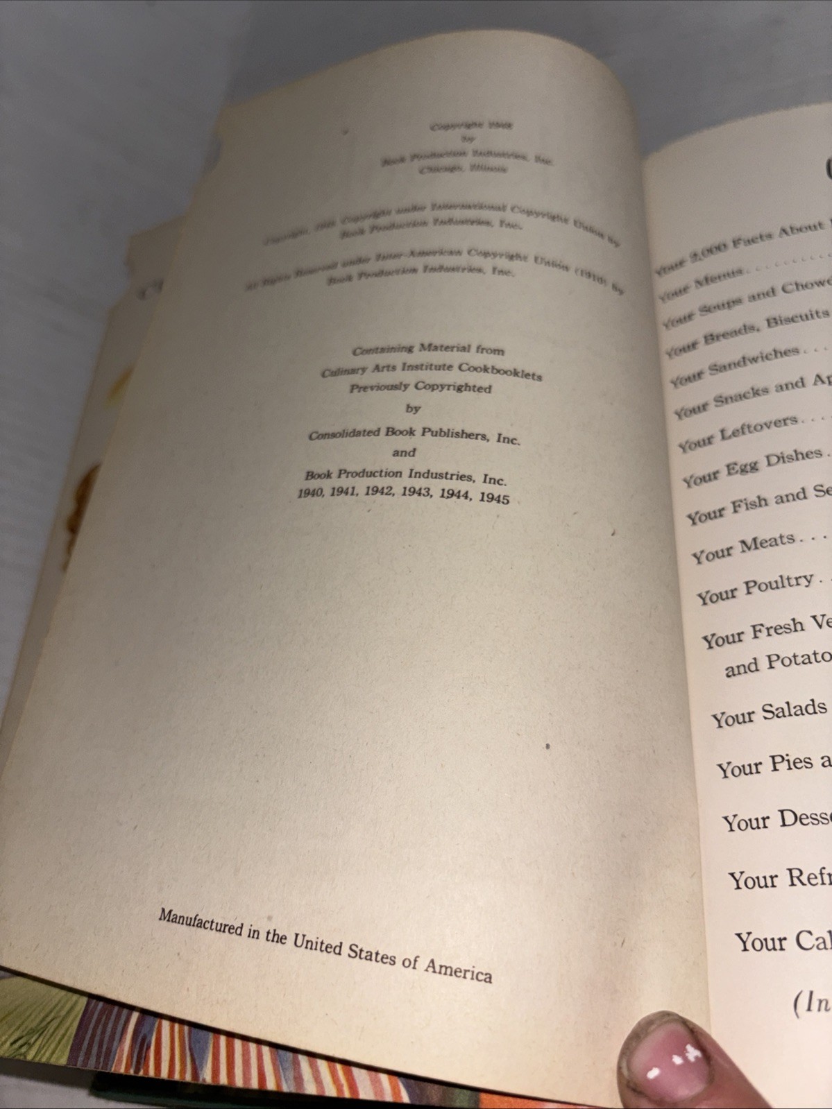1948 CULINARY ARTS ENCYCLOPEDIC COOKBOOK-HC Ruth Berolzheimer Vtg Thumb Index