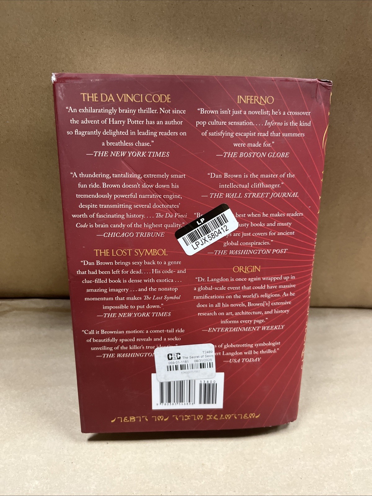 Dan Brown – The Secret Of Secrets HC (USED) SEE DESCRIPTION