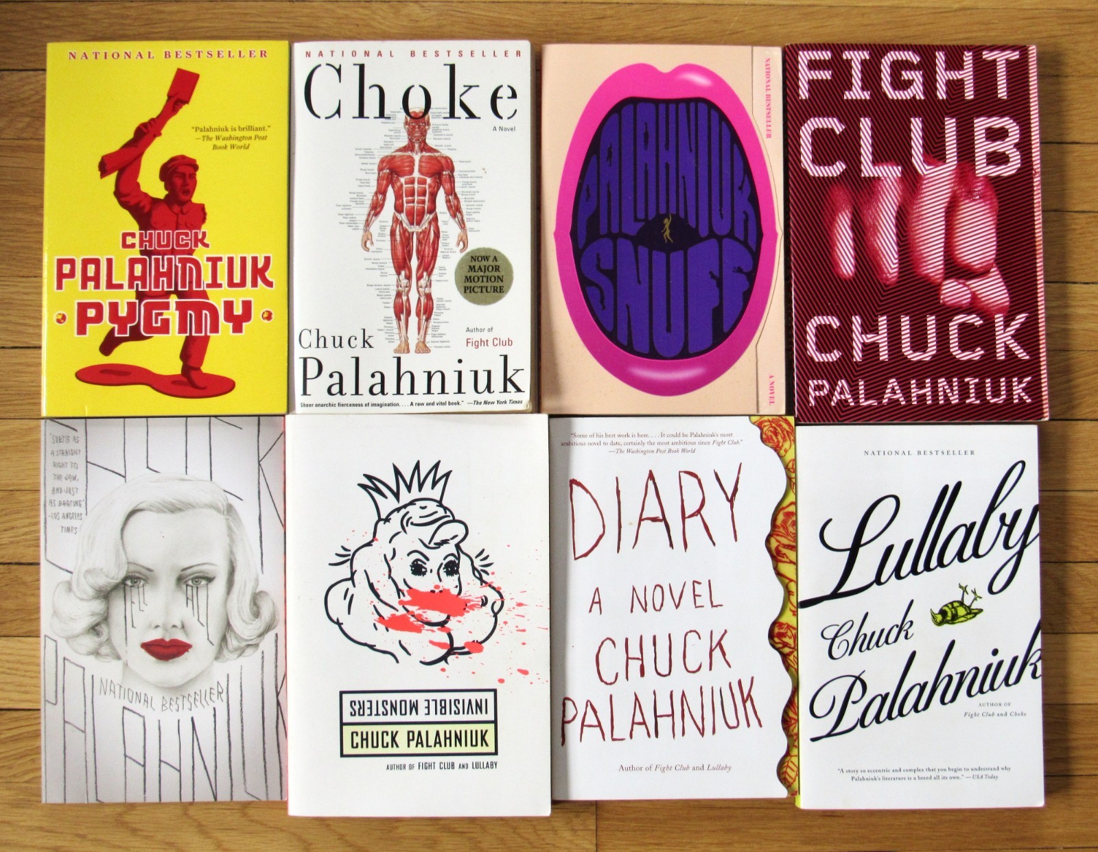 Lot 8 CHUCK PALAHNIUK Books Fight Club Pygmy Choke Diary Snuff Tell Me PB