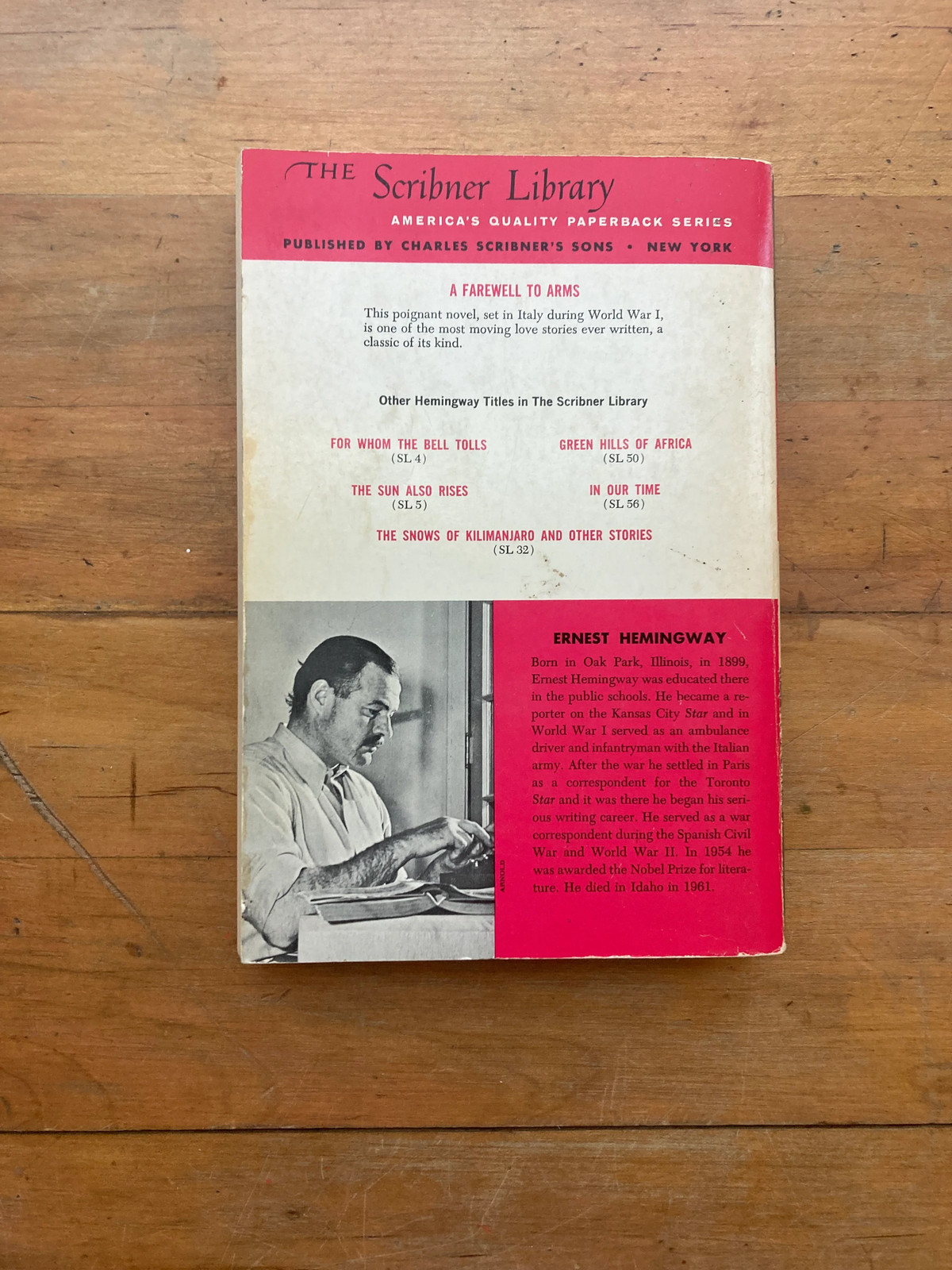 A Farewell to Arms by Ernest Hemingway. Charles Scribner’s Sons. 1970.