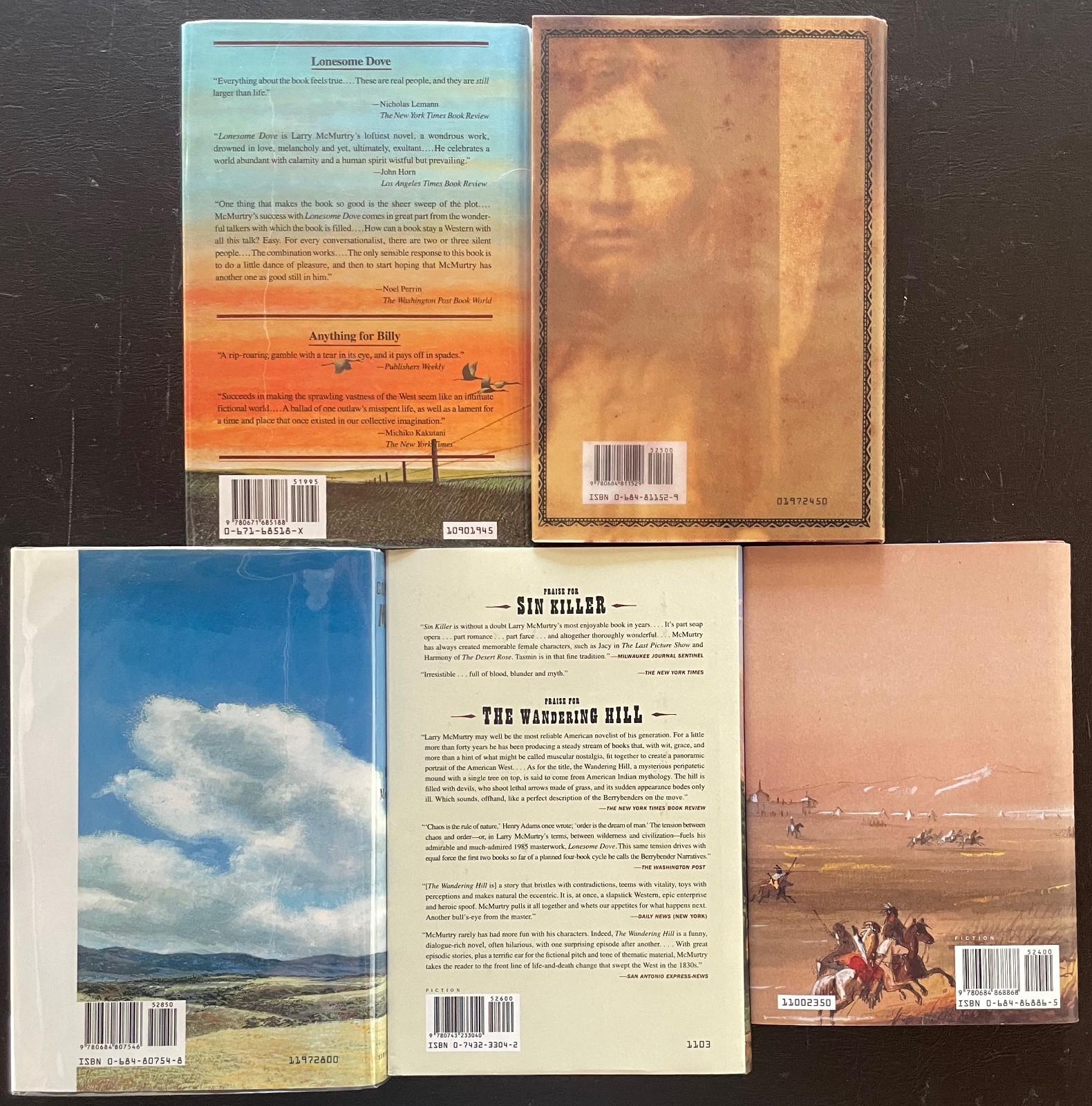 Lot of 5 LARRY MCMURTRY Westerns. All 1st Editions. HB w/DJ. Like New