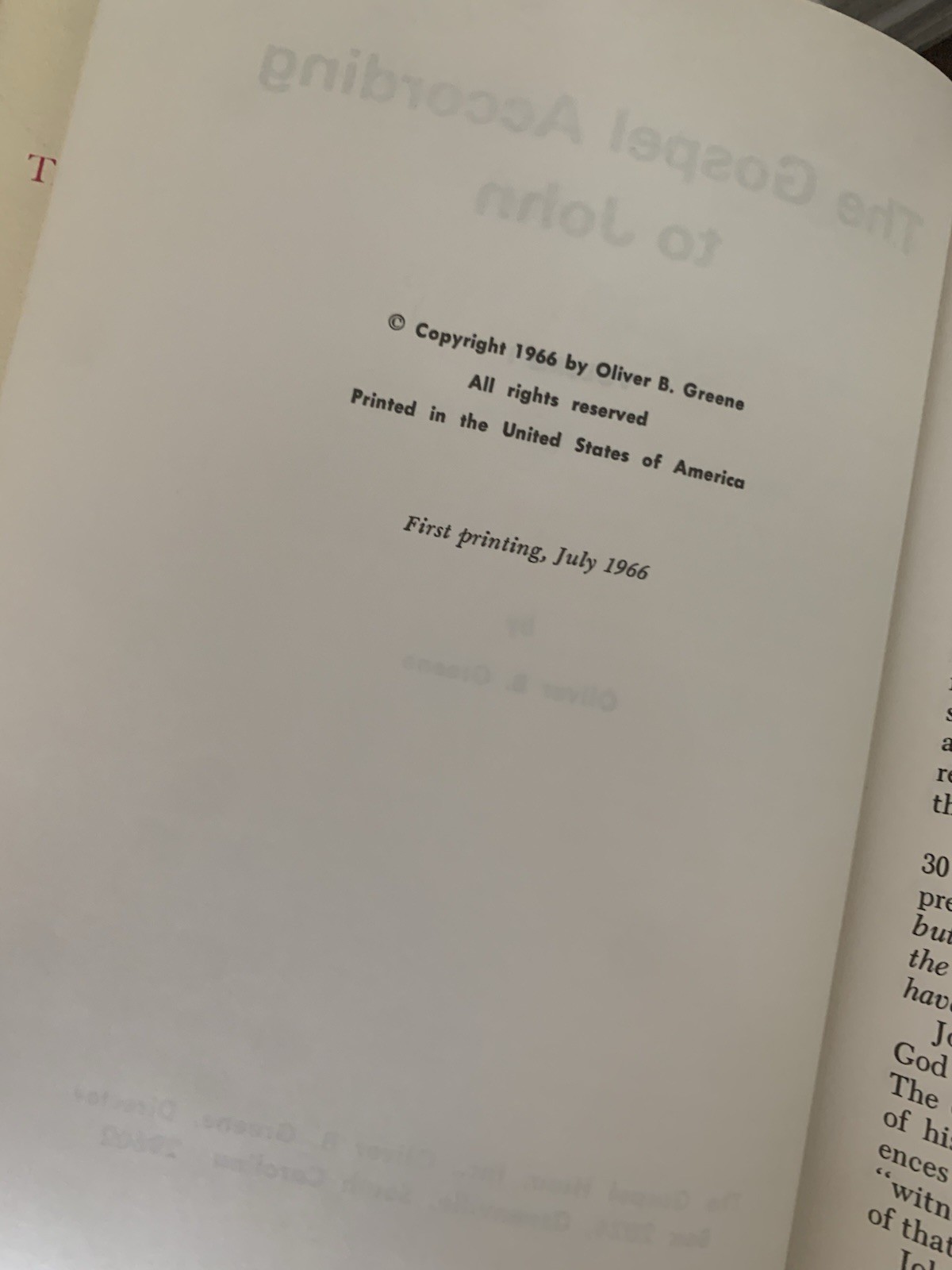 The Gospel According to John, Volume I Oliver B Greene Hardcover 1966 excellent