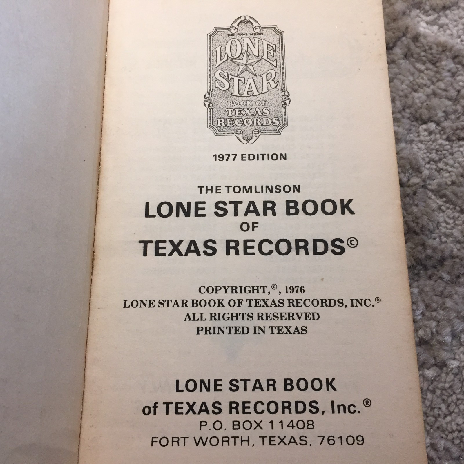 The Tomlinson Lone Star Book Of Texas Records 1977 Edition Texas Superlative