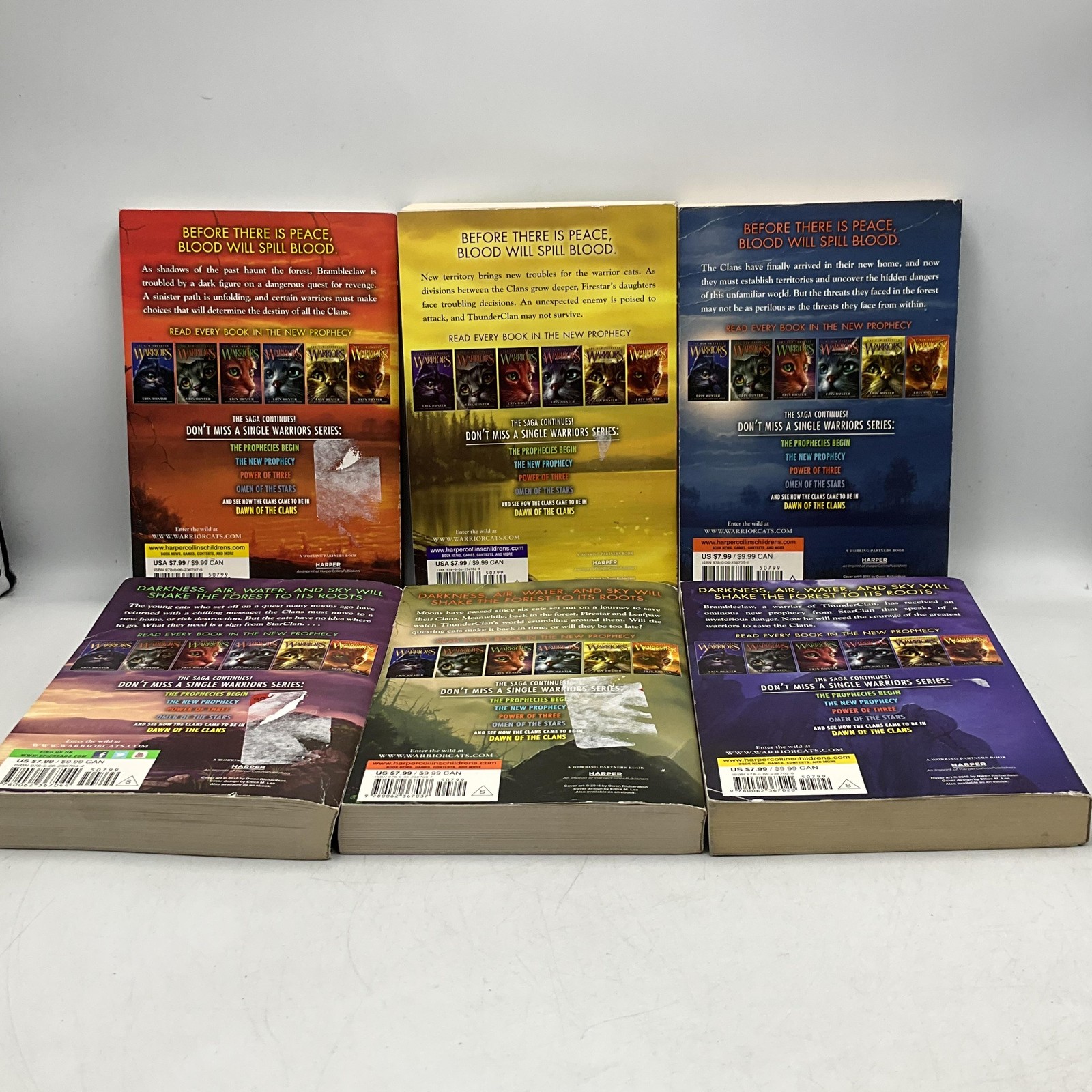 WARRIORS THE NEW PROPHECY ERIN HUNTER PAPERBACK 6 BOOK SET SUNSET-MIDNIGHT