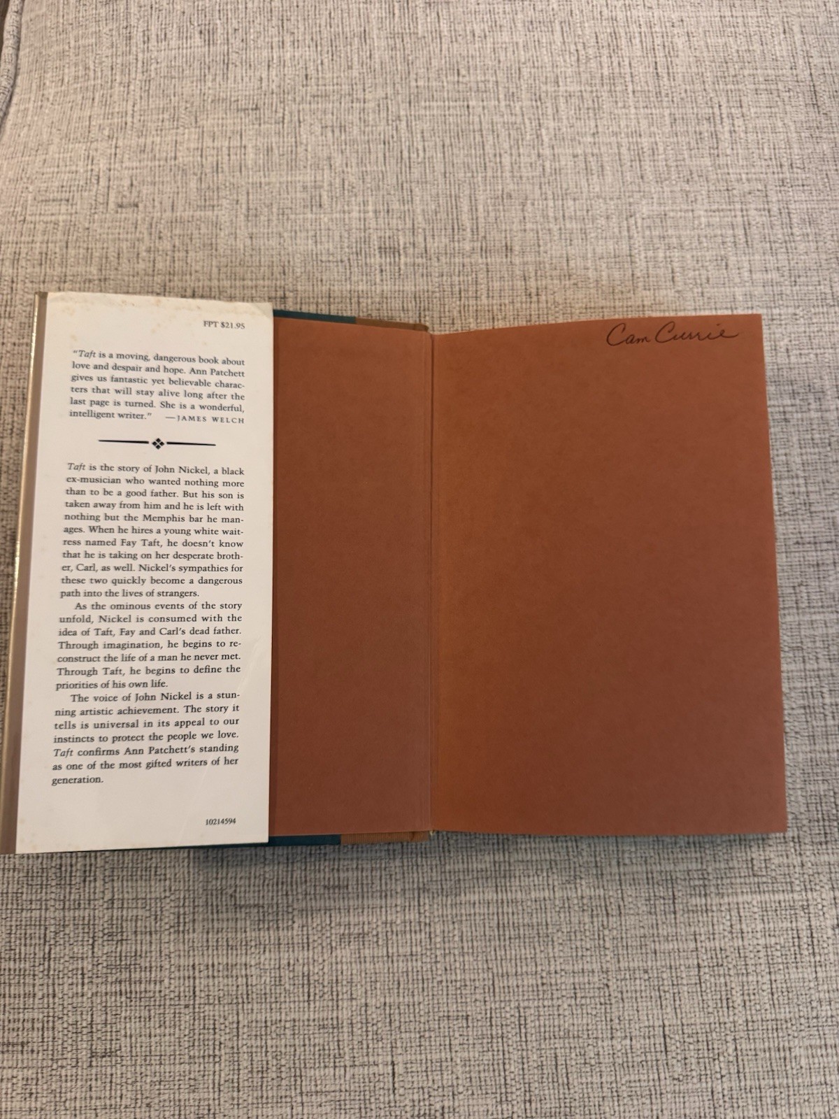 Taft Ann Patchett 1994 Hardcover First Edition 1st Printing Dust Jacket