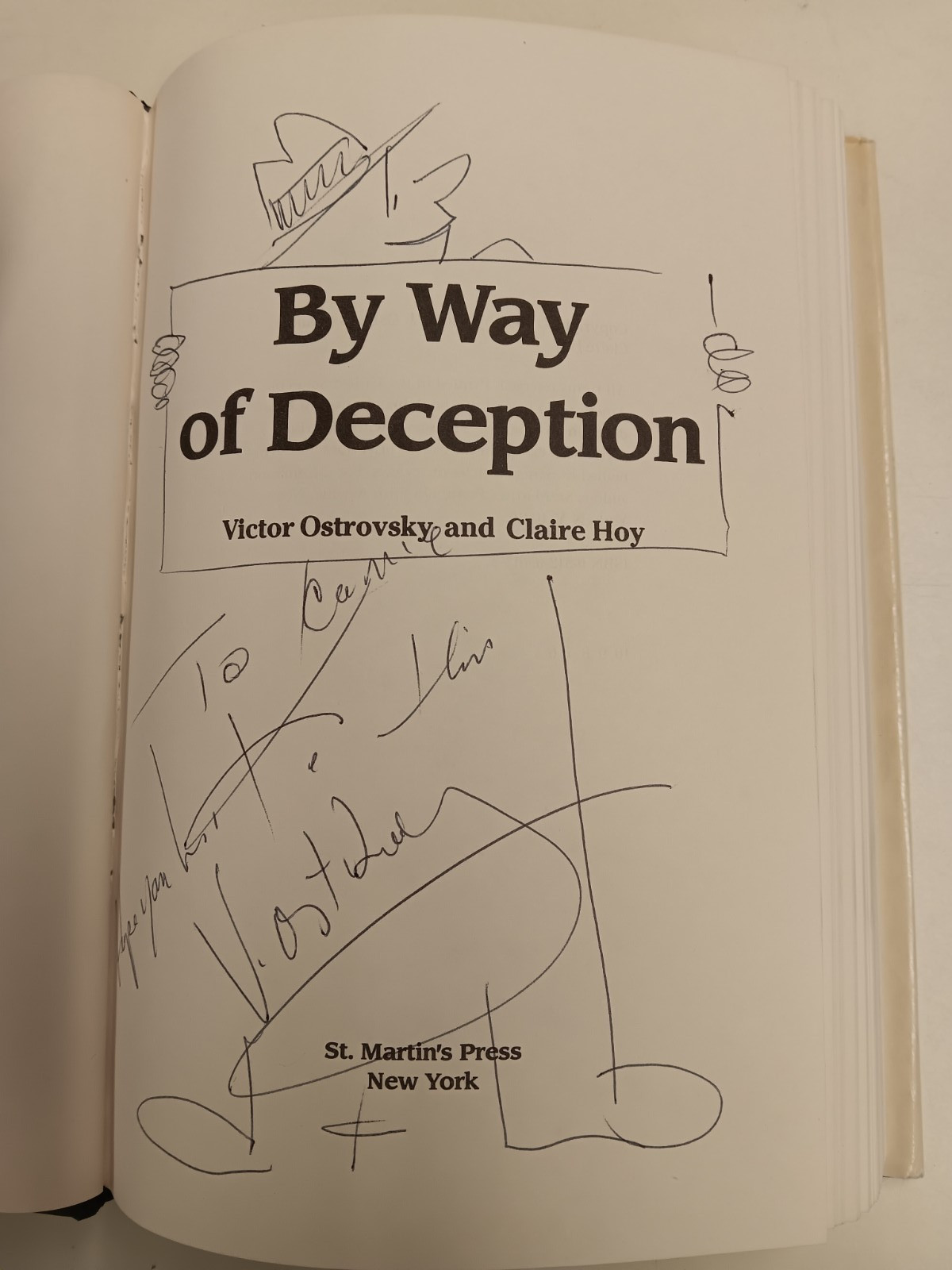 By Way of Deception Victor Ostrovsky Mossad SIGNED AND SCETCHED ART BY AUTHOR