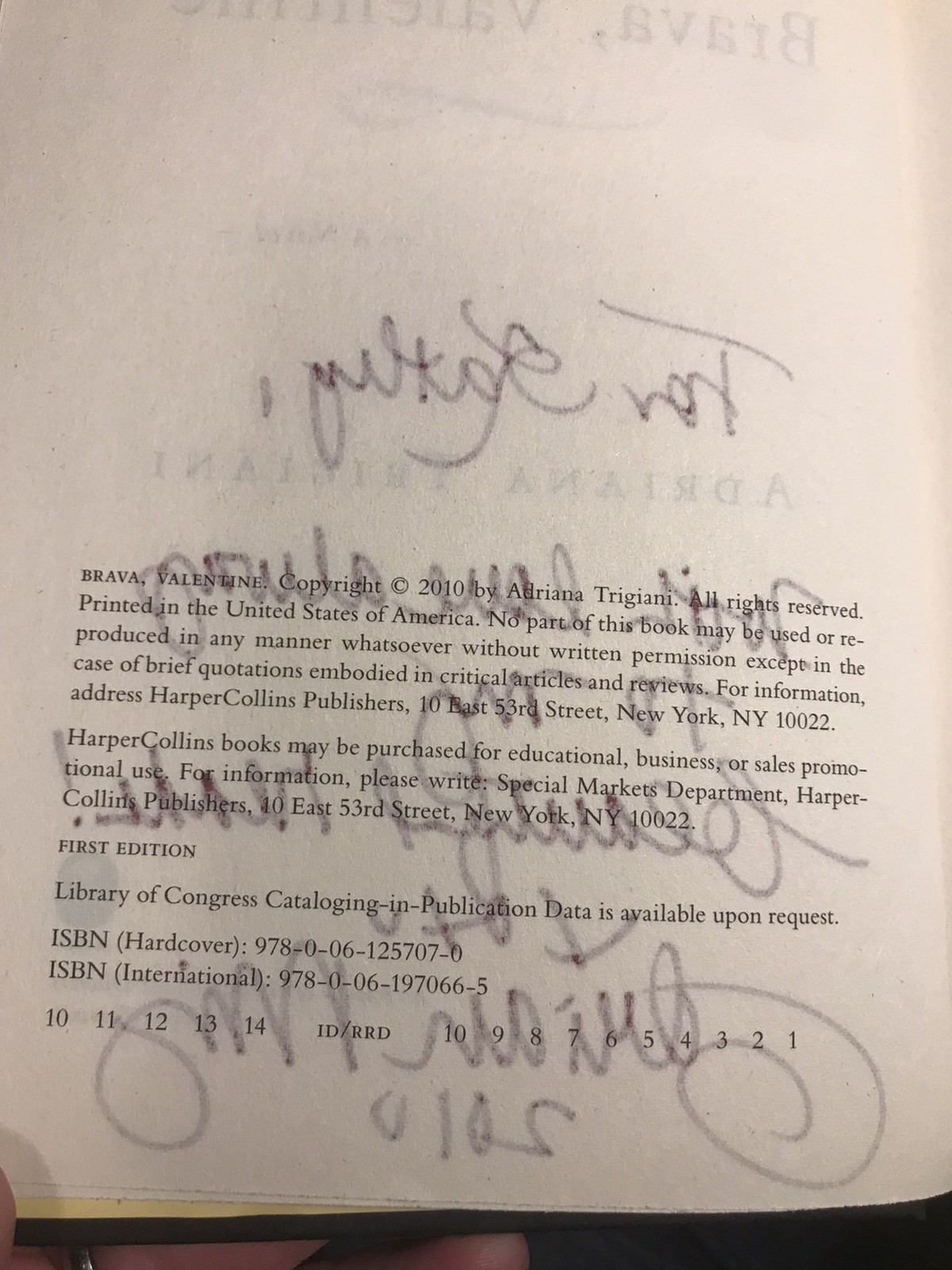 Brava, Valentine: A Novel by Adriana Trigiani (2010 Signed First Ed Hc)