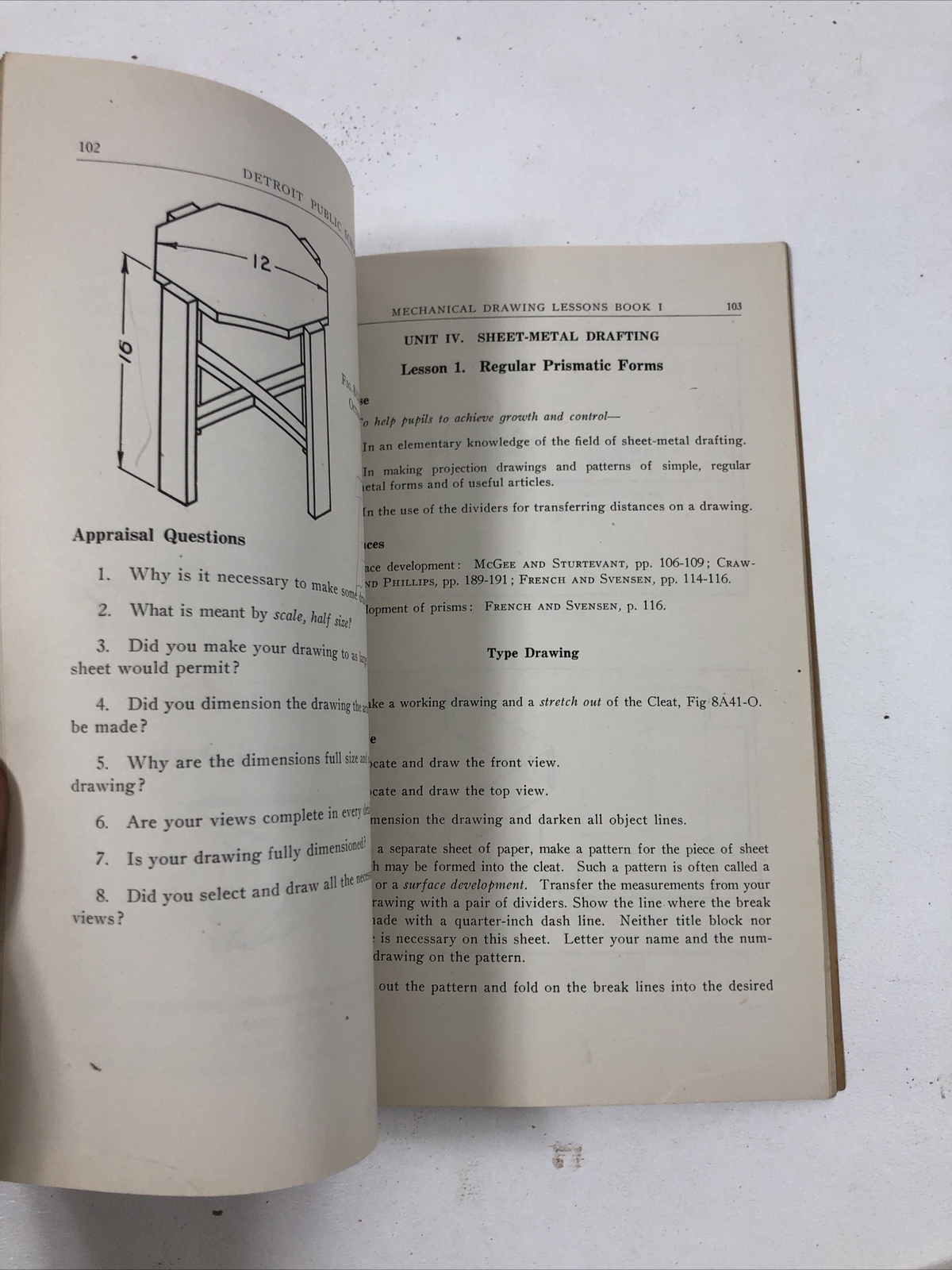 Mechanical Drawing Lessons: Intermediate, Bk 1 – Detroit Schools (PB, 1935)