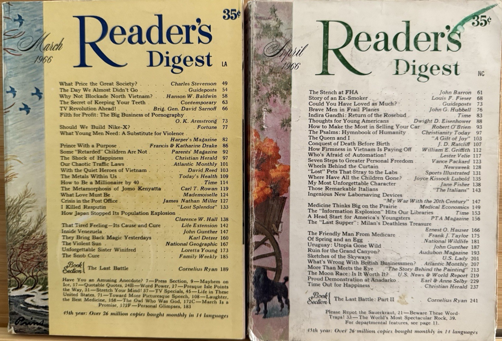1966 March April (2) READER’S DIGEST MAGAZINE Vintage Ageless Fun Short Stories