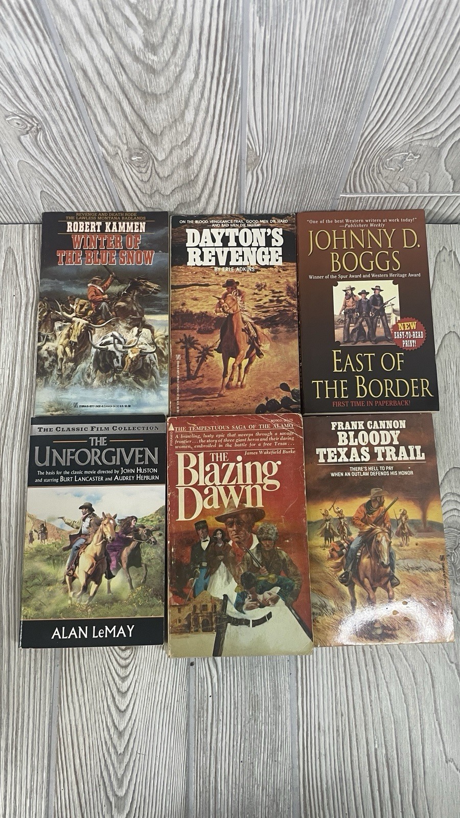 Western Action Adventure Lot of 6 Paperback Kammen Adkins Boggs Cannon LeMay