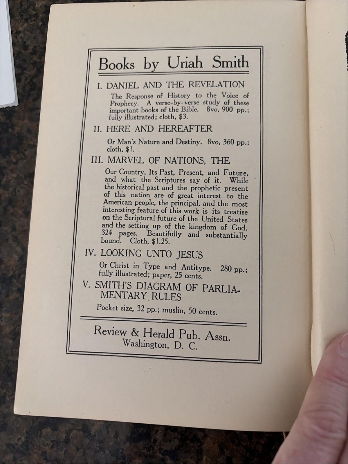 Uriah Smith- Here And Hereafter A Gift Of God Is External Life. Antique HC
