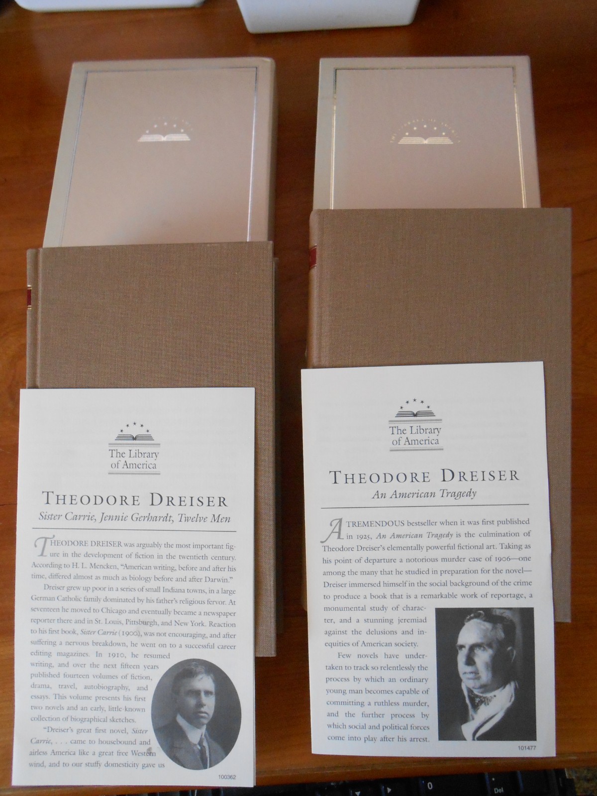 Library Of America THEODORE DREISER Set of 2 2 inserts; 1 1st- HC/SC LN