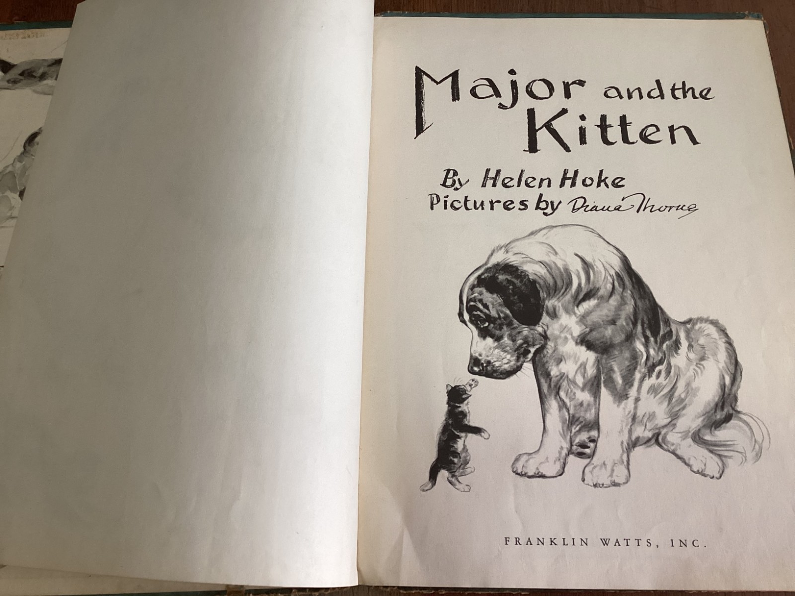 MAJOR AND THE KITTEN Helen Hoke Pictures Diana Thorne hardcover 1941 32 pages