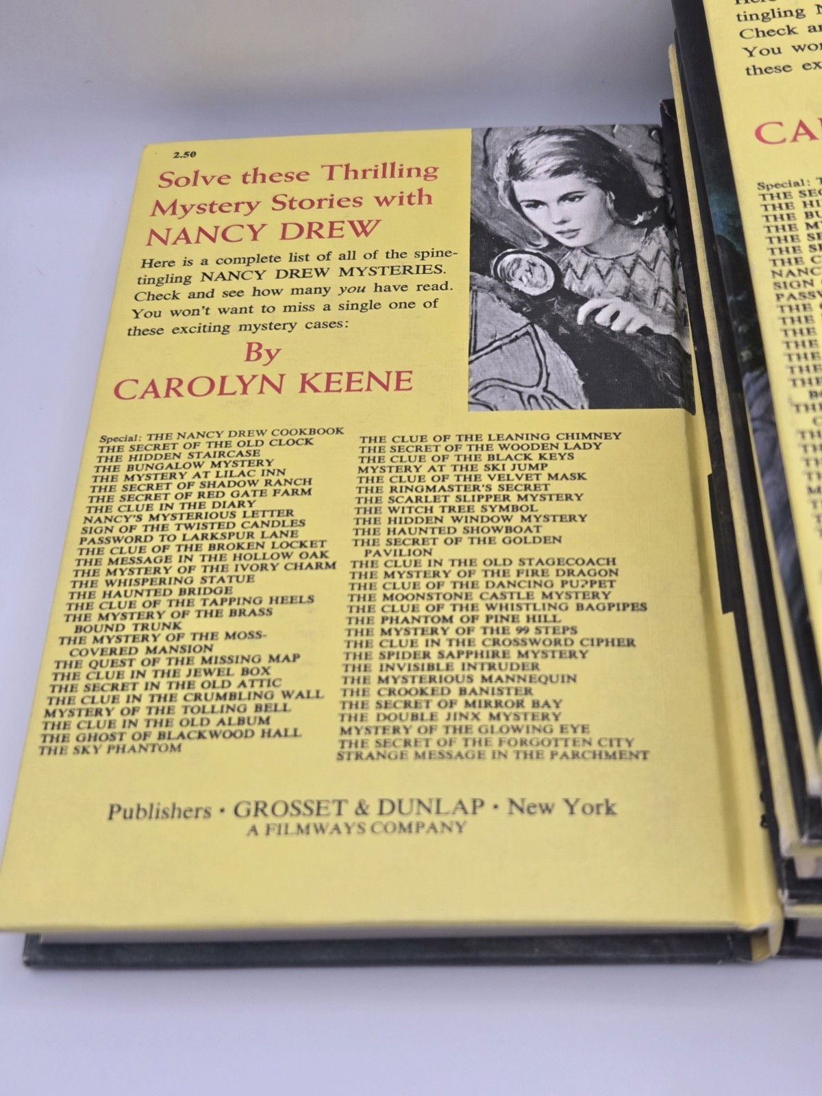 1 – 5 Set Nancy Drew Yellow Hardcover Books Edition Carolyn Keene Vintage