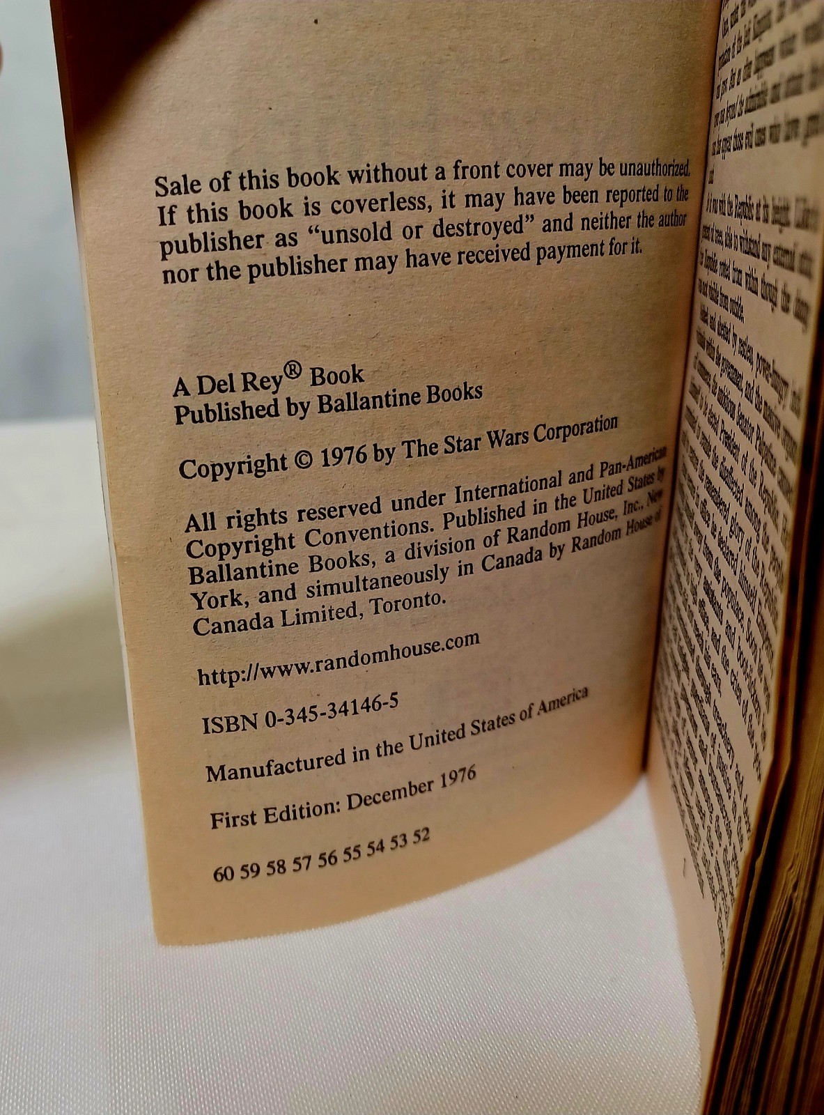 Star Wars: A New Hope By George Lucas 1976 First Edition Paperback Del Rey Book
